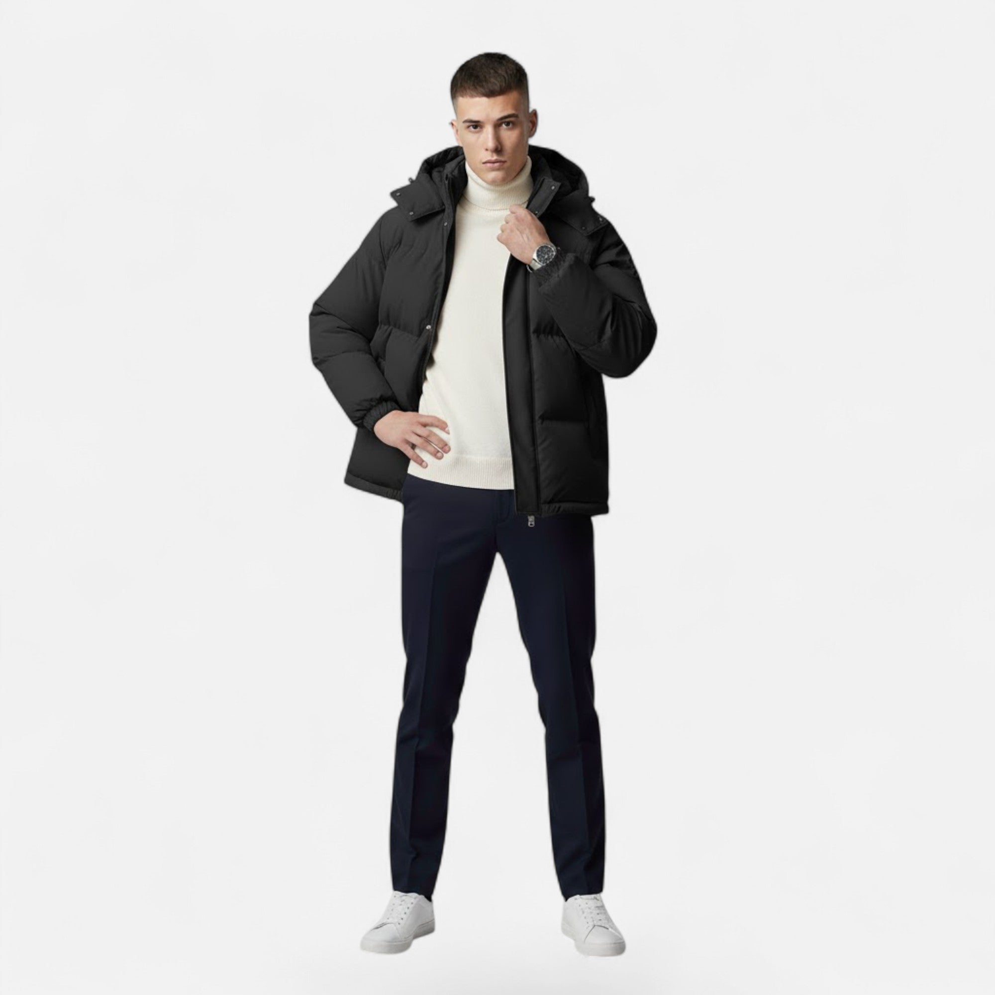 Valmonti | Men’s Hooded Solid-Colour Padded Jacket