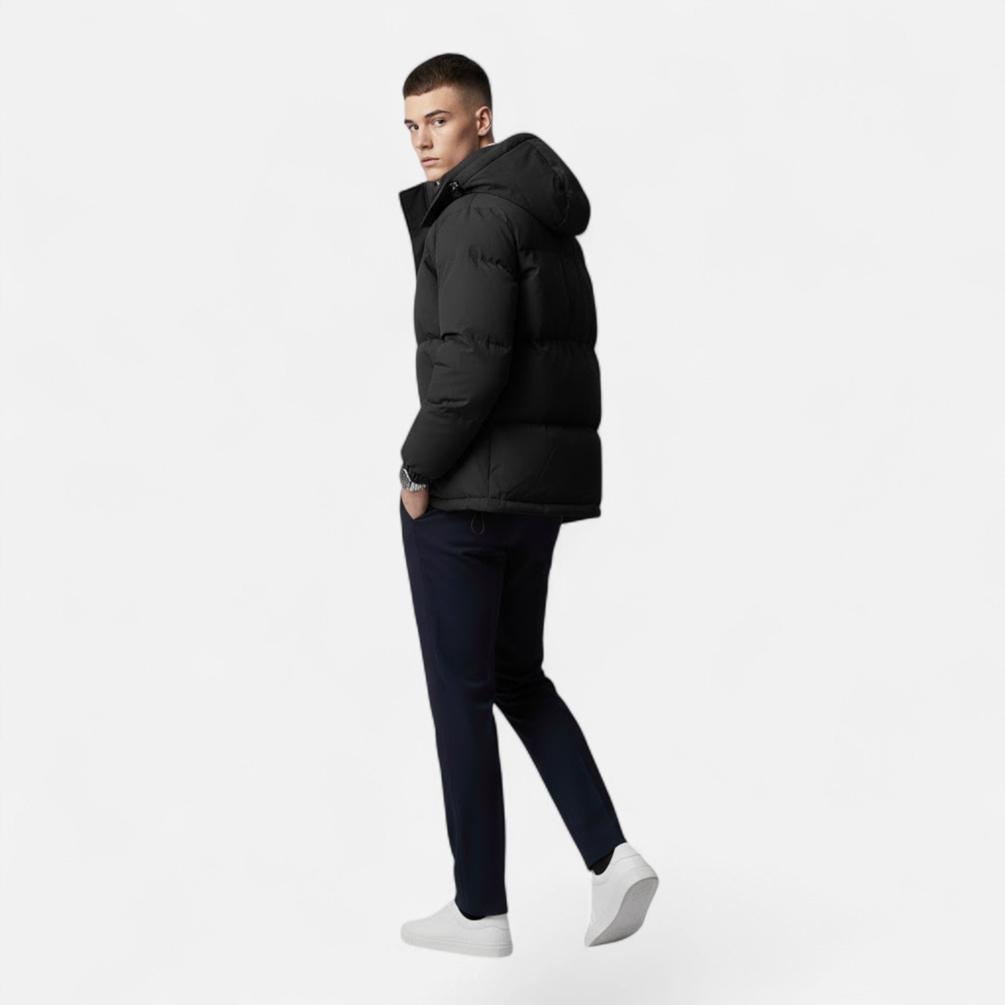 Valmonti | Men’s Hooded Solid-Colour Padded Jacket