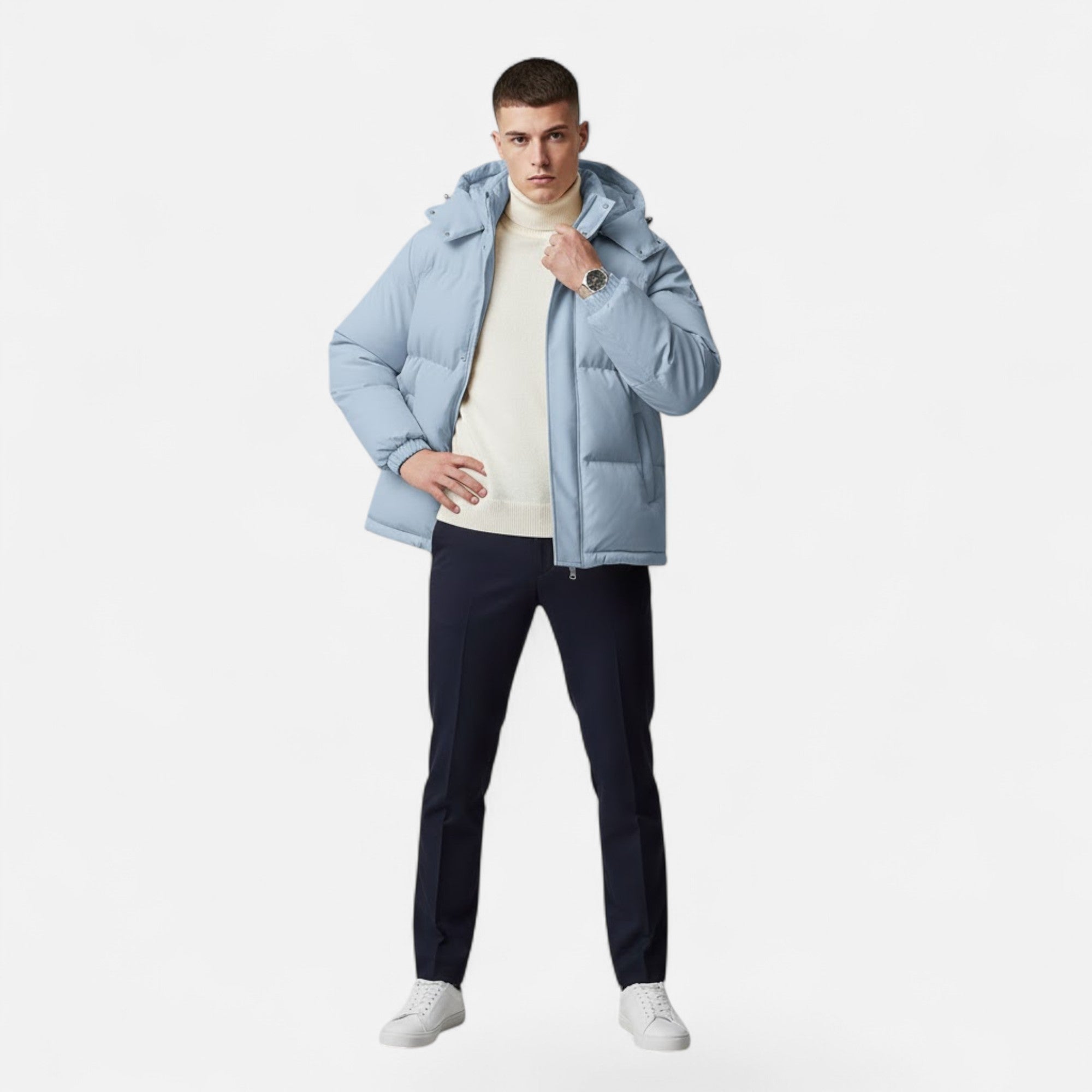 Valmonti | Men’s Hooded Solid-Colour Padded Jacket