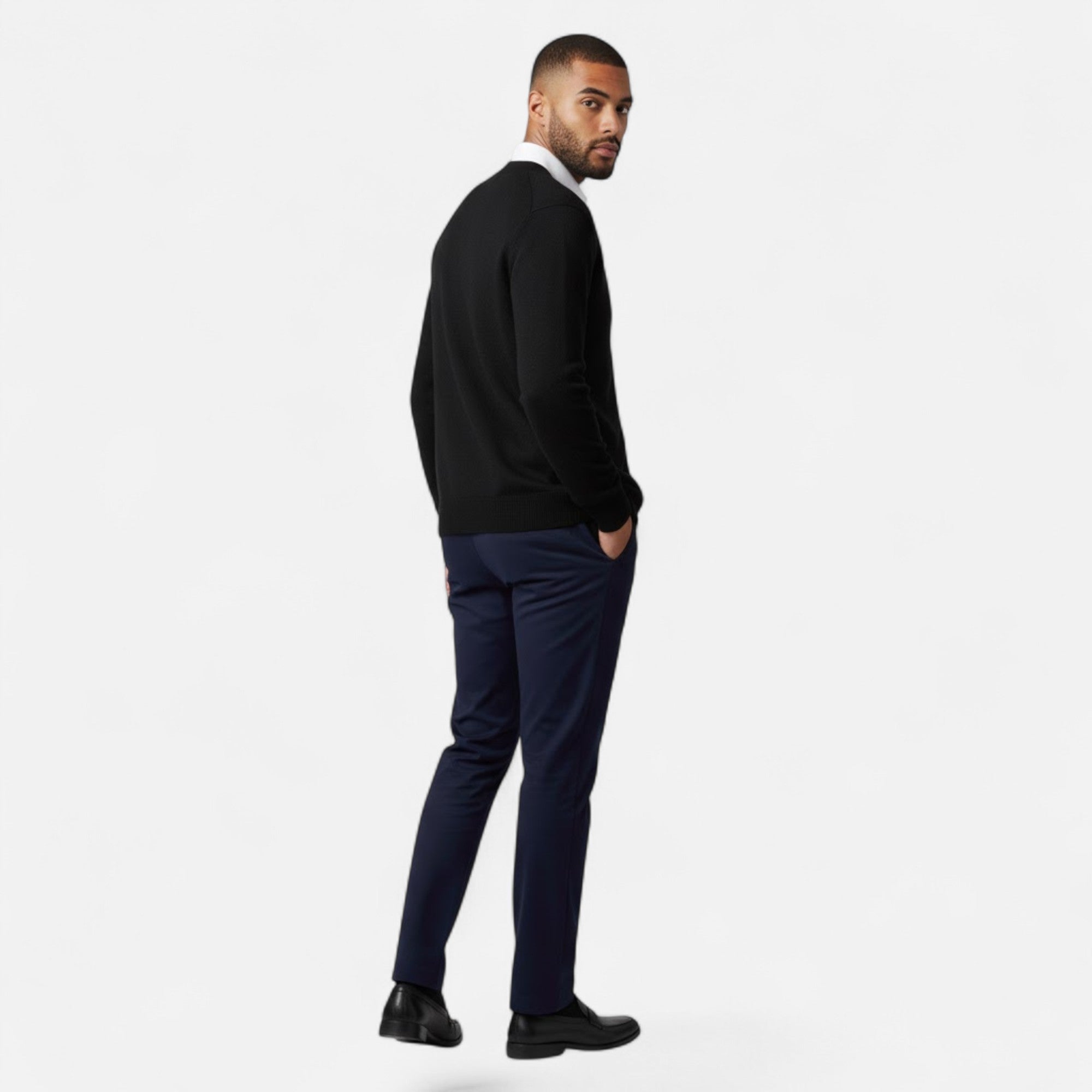 Valmonti | Men’s Loose V-Neck Wool-Blend Cardigan
