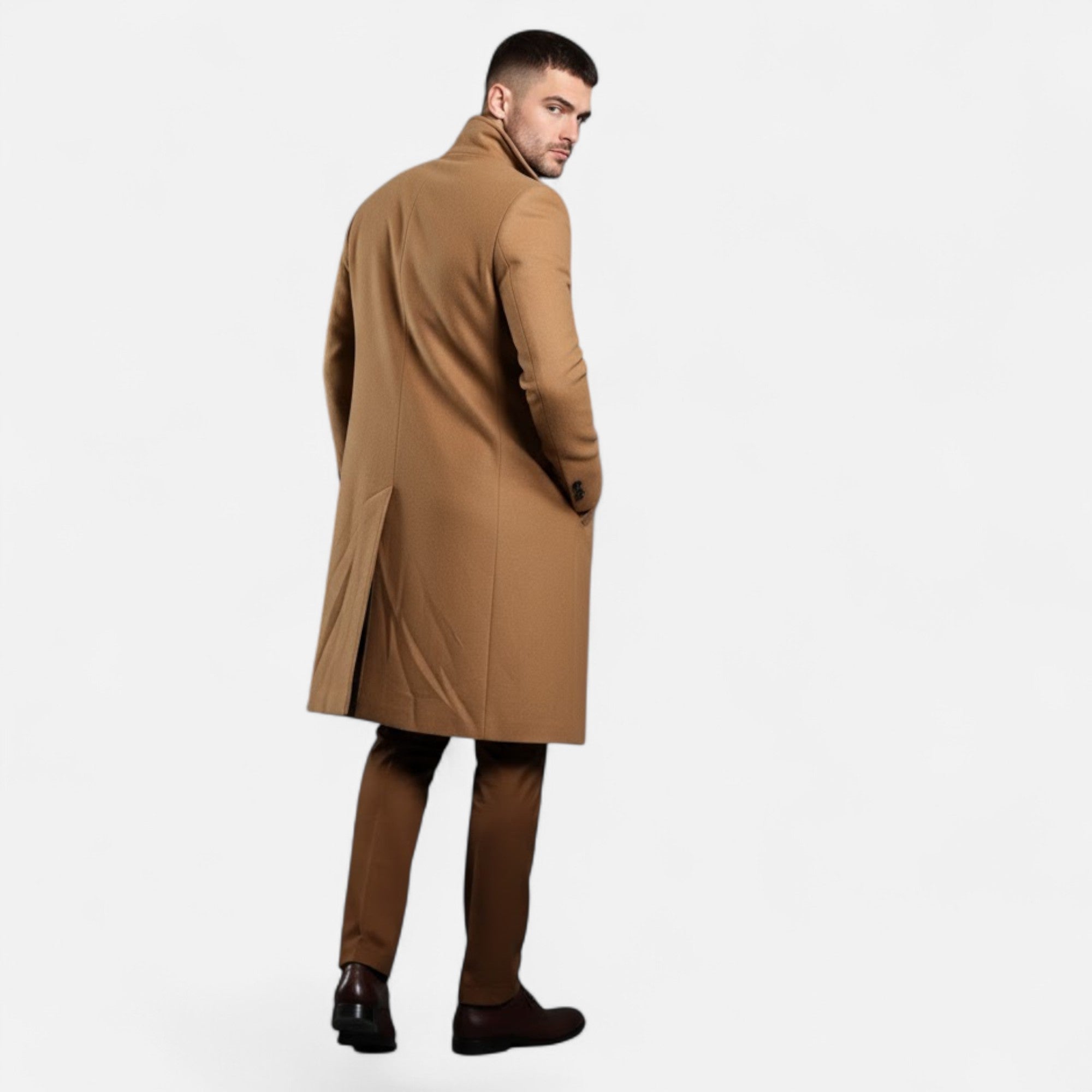 Valmonti | Men’s Mid‑Length Wool Trench Coat – Heritage Oxford