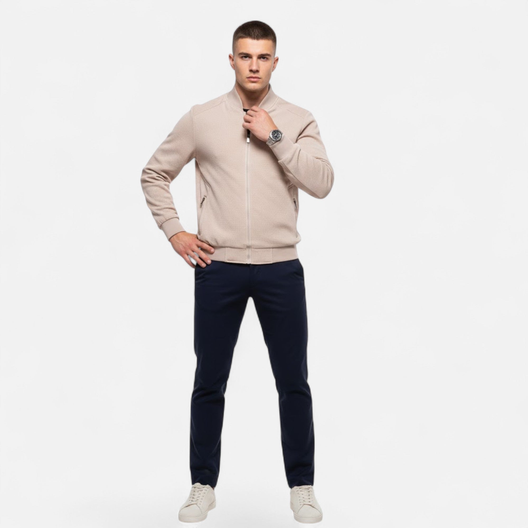 Valmonti | Men’s Minimalist Stand-Collar Jacket – Timeless Elegance