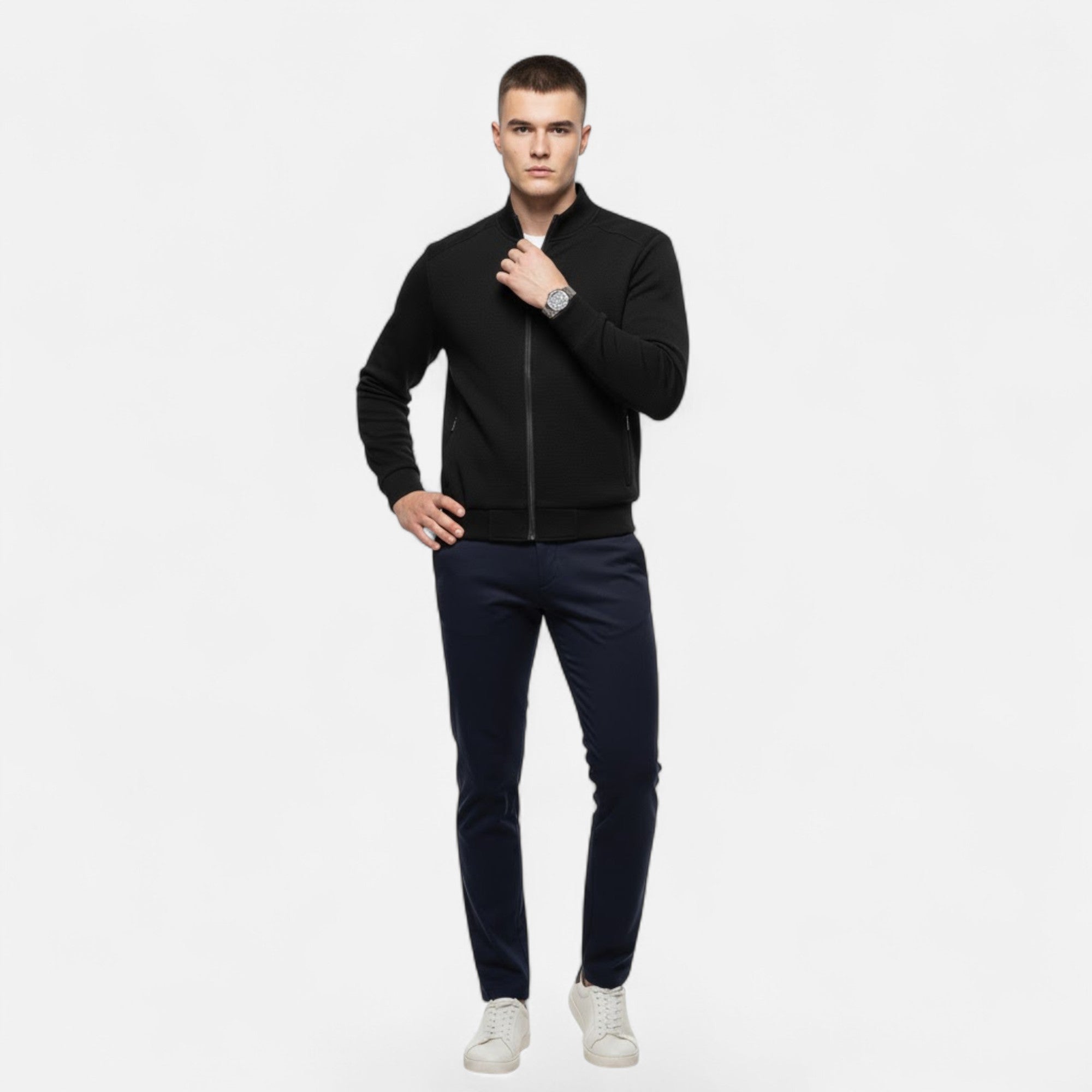 Valmonti | Men’s Minimalist Stand-Collar Jacket – Timeless Elegance