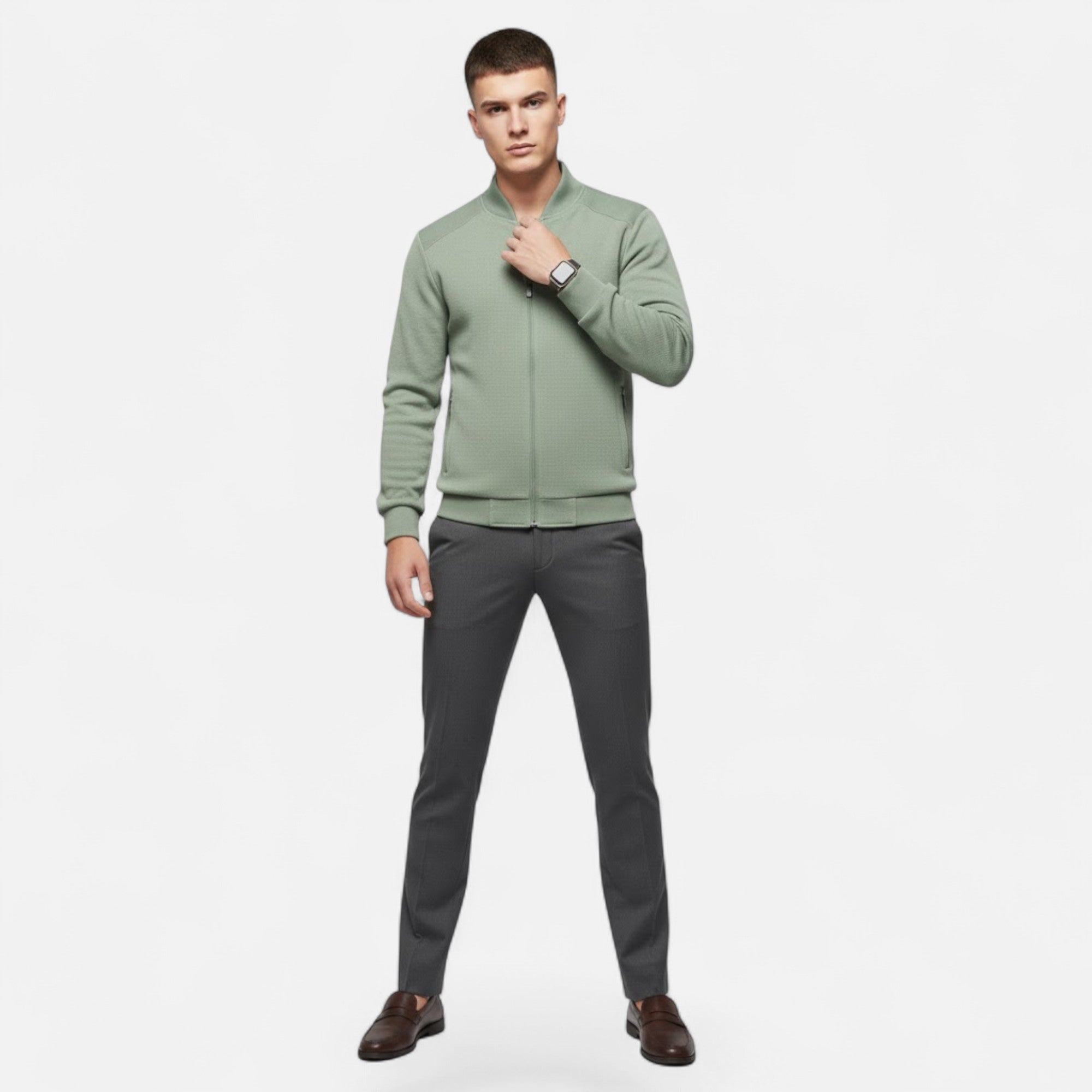 Valmonti | Men’s Minimalist Stand-Collar Jacket – Timeless Elegance