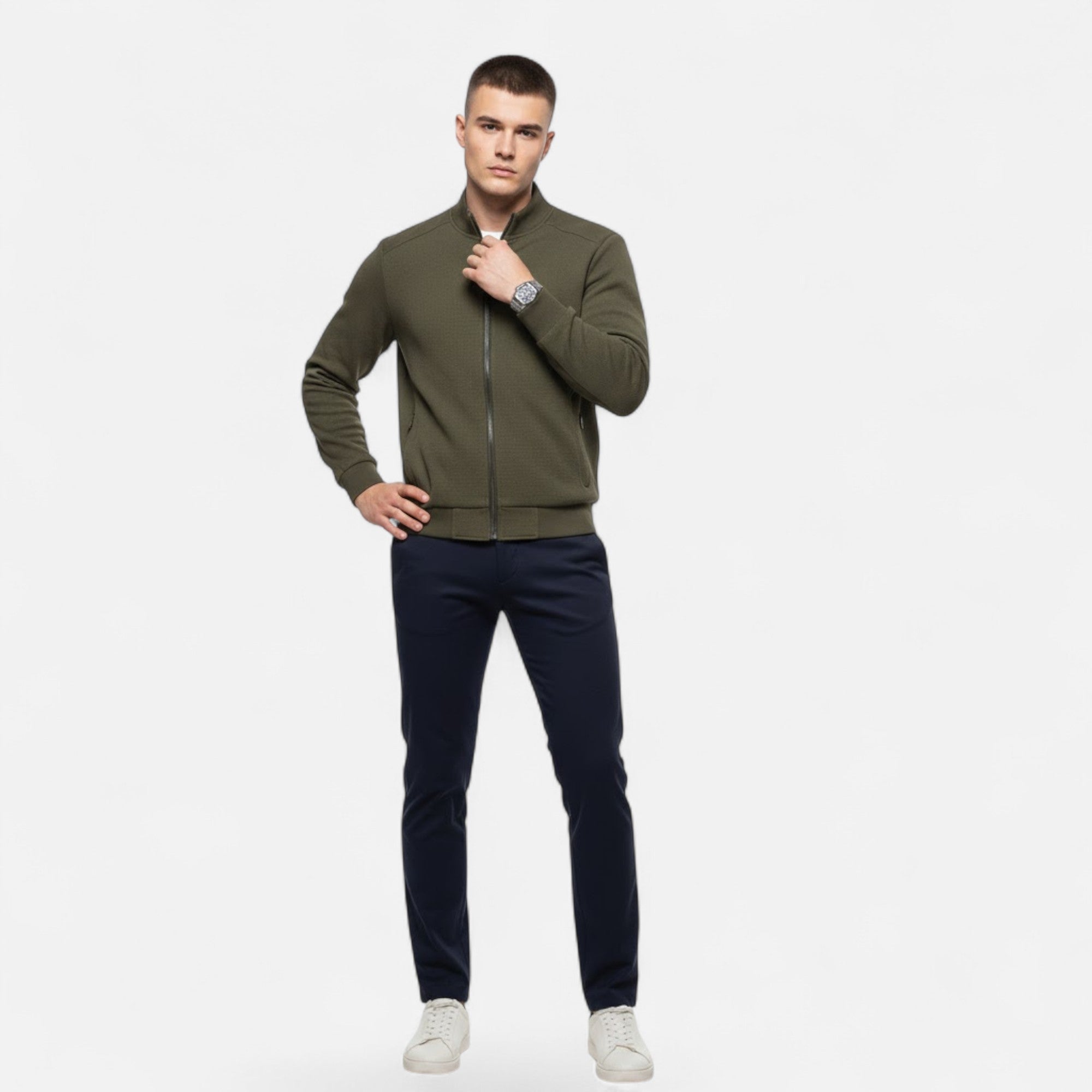 Valmonti | Men’s Minimalist Stand-Collar Jacket – Timeless Elegance