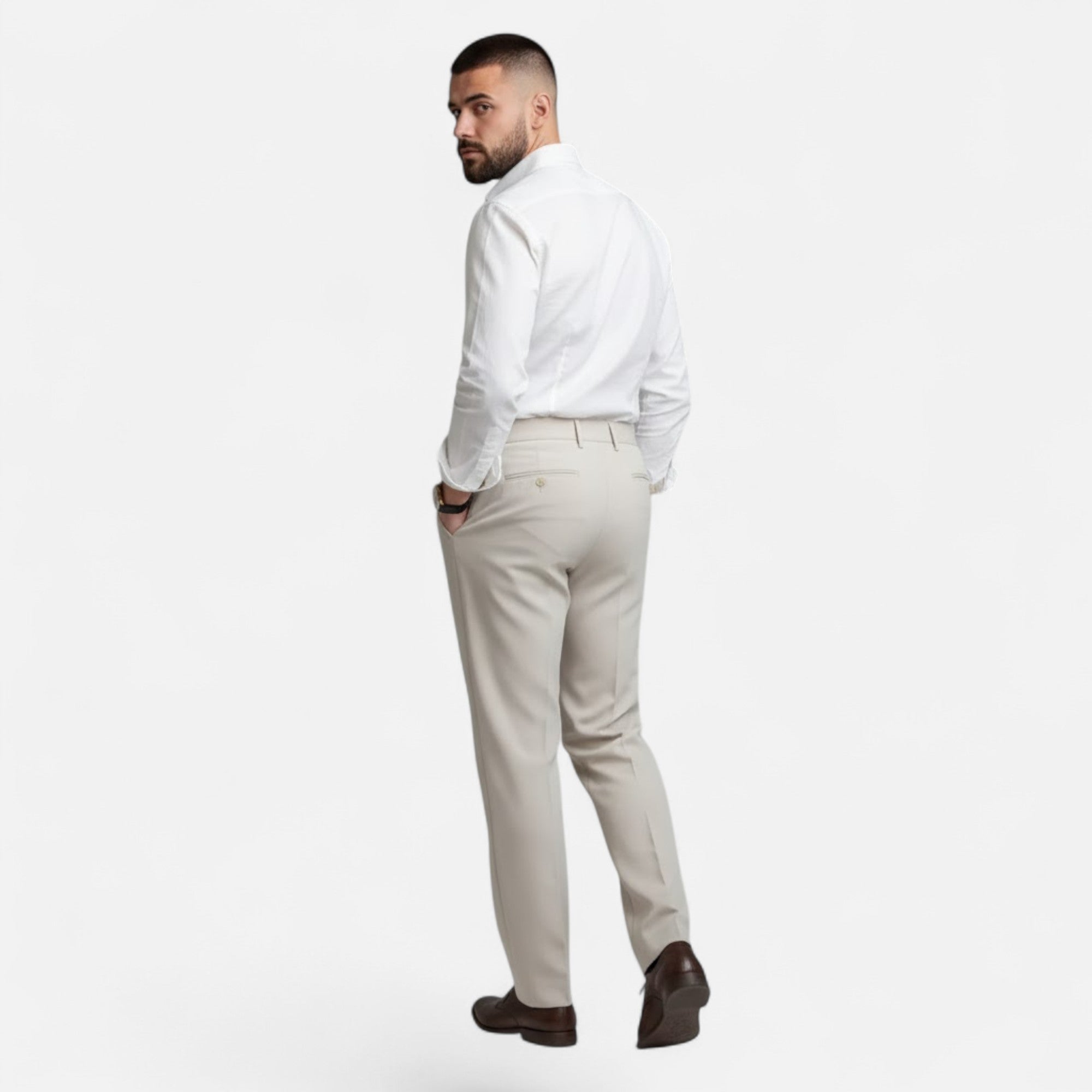Valmonti | Men’s Straight-Leg Paris-Buckle Suit Trousers