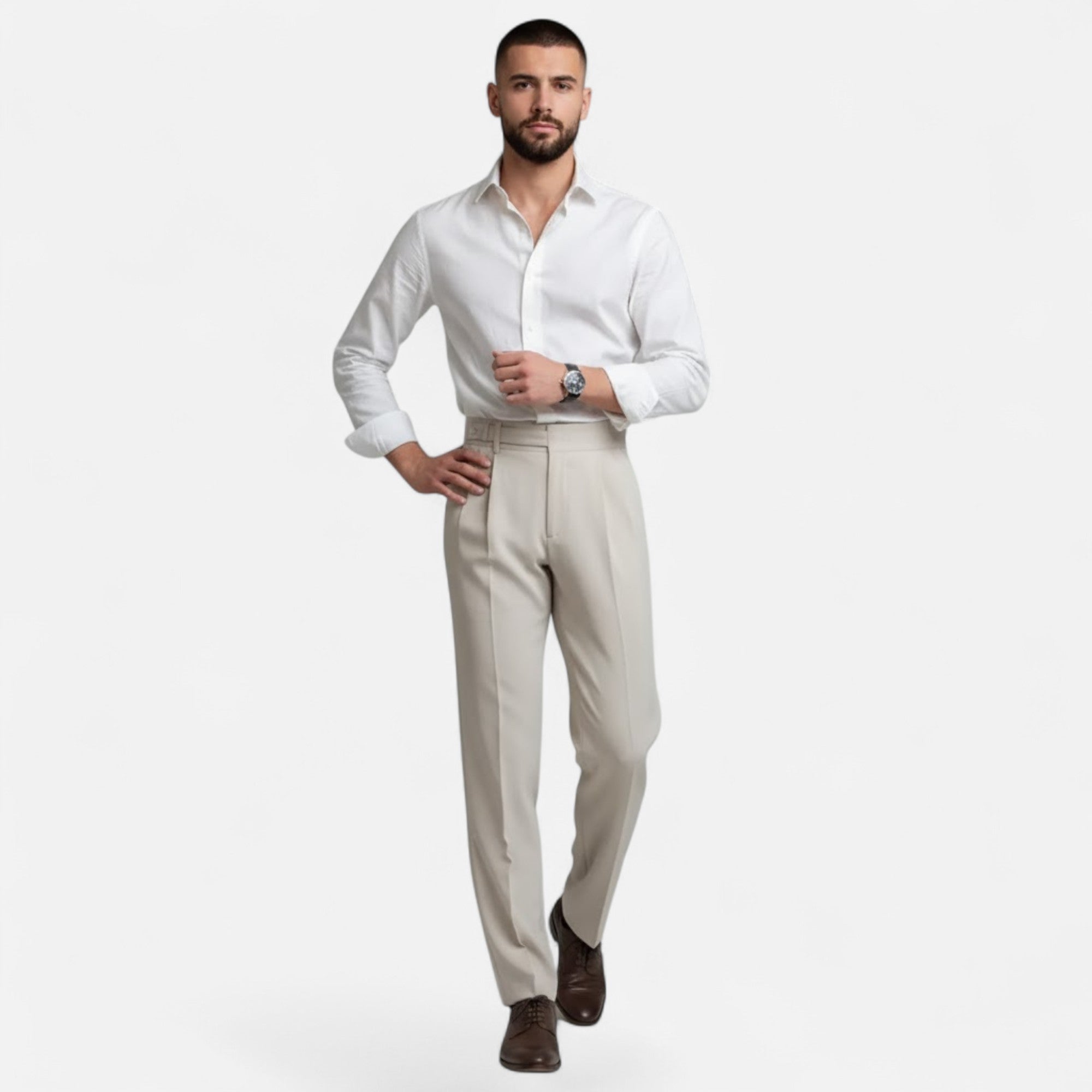 Valmonti | Men’s Straight-Leg Paris-Buckle Suit Trousers