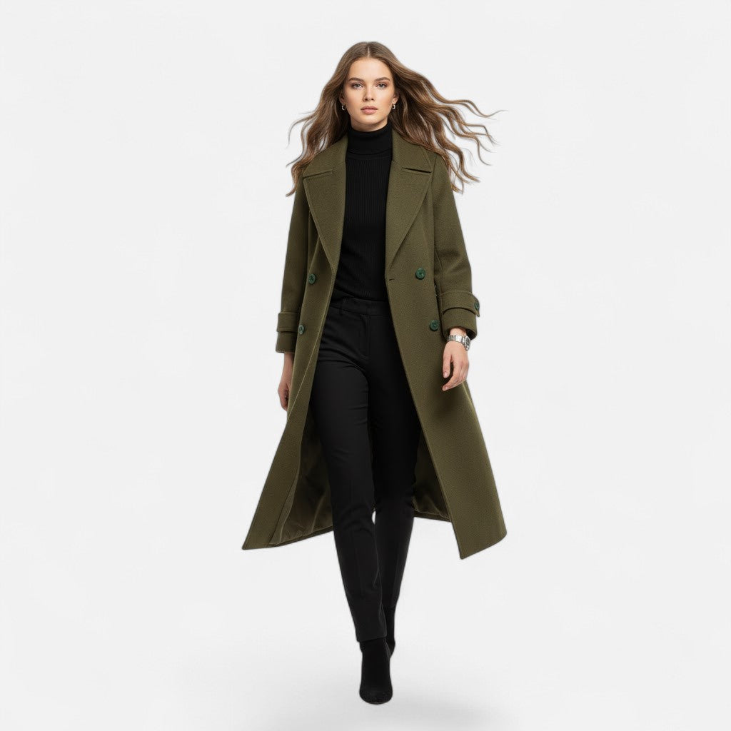 Valmonti | Women’s Double-Breasted Cashmere-Blend Slim Coat