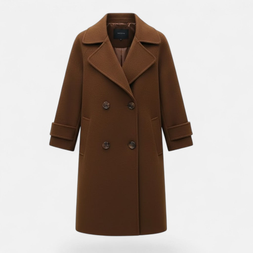 Valmonti | Women's Double-Breasted Cashmere-Blend Slim Coat