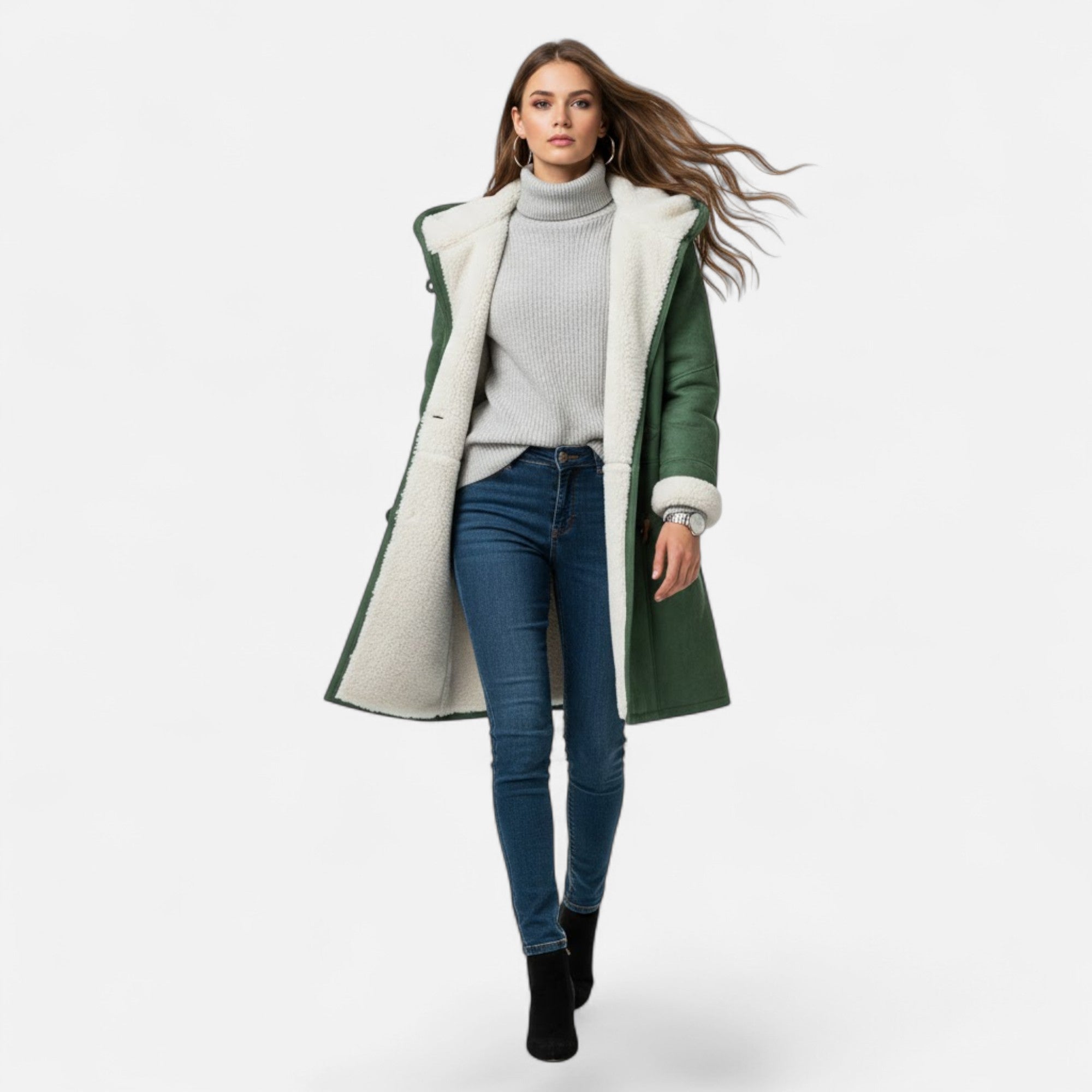 Valmonti | Women’s Hooded Button-Front Winter Coat with Pockets