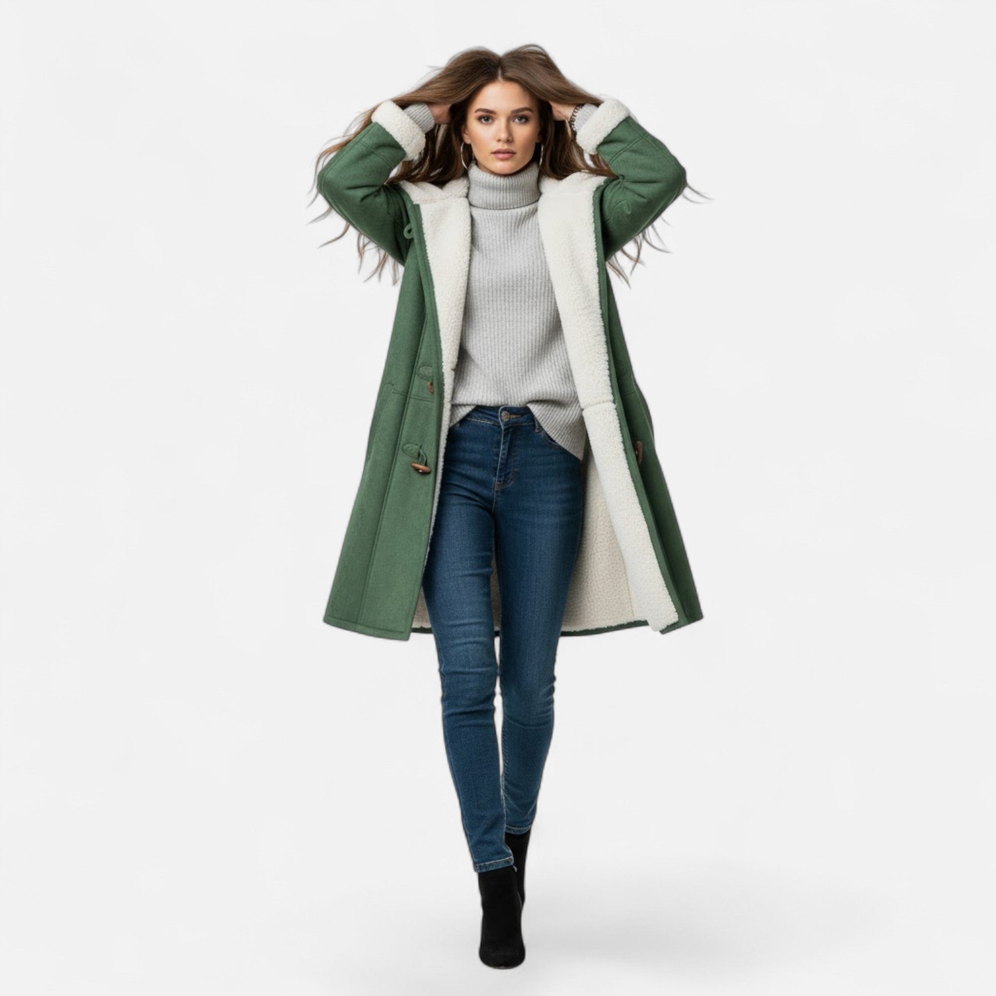 Valmonti | Women’s Hooded Button-Front Winter Coat with Pockets