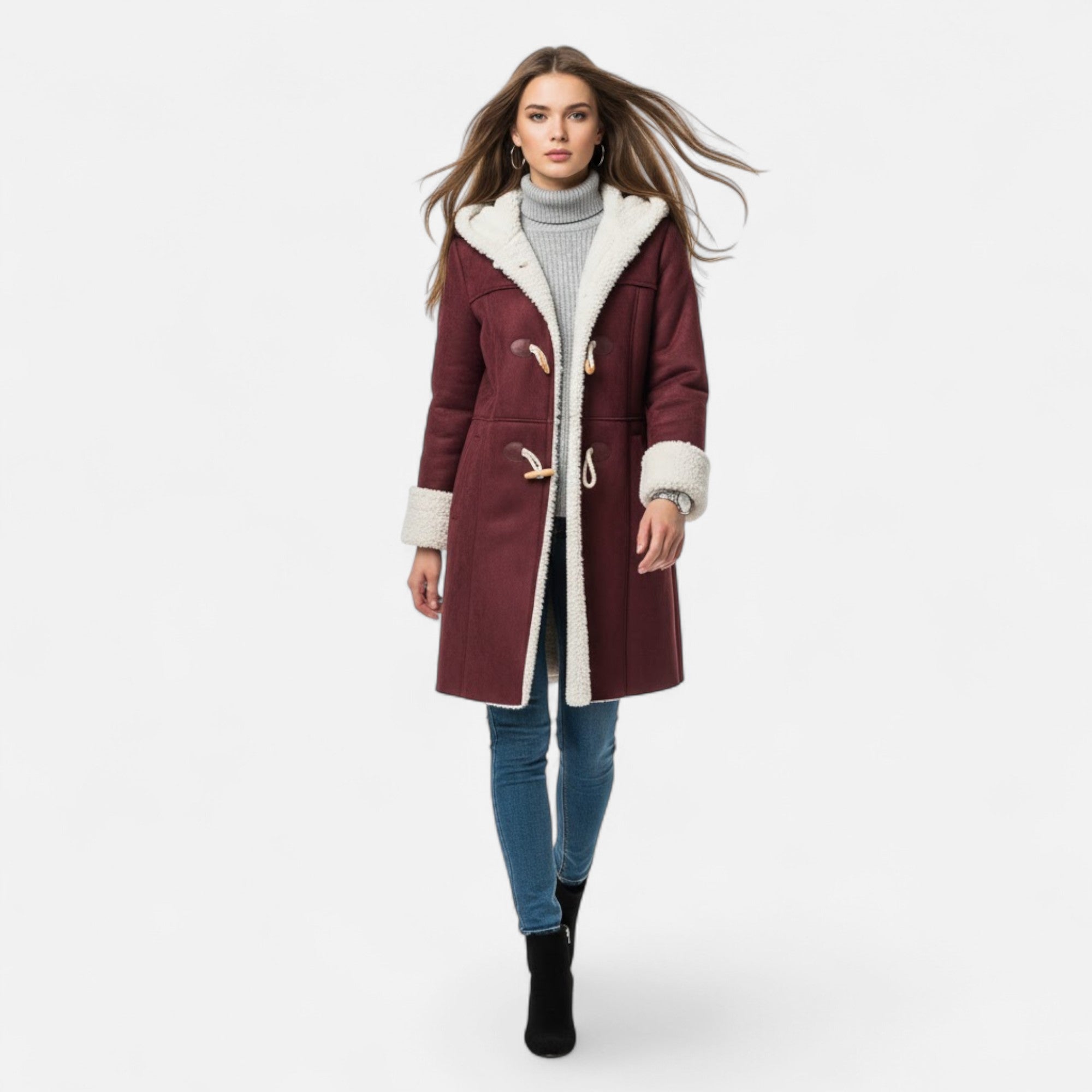Valmonti | Women’s Hooded Button-Front Winter Coat with Pockets
