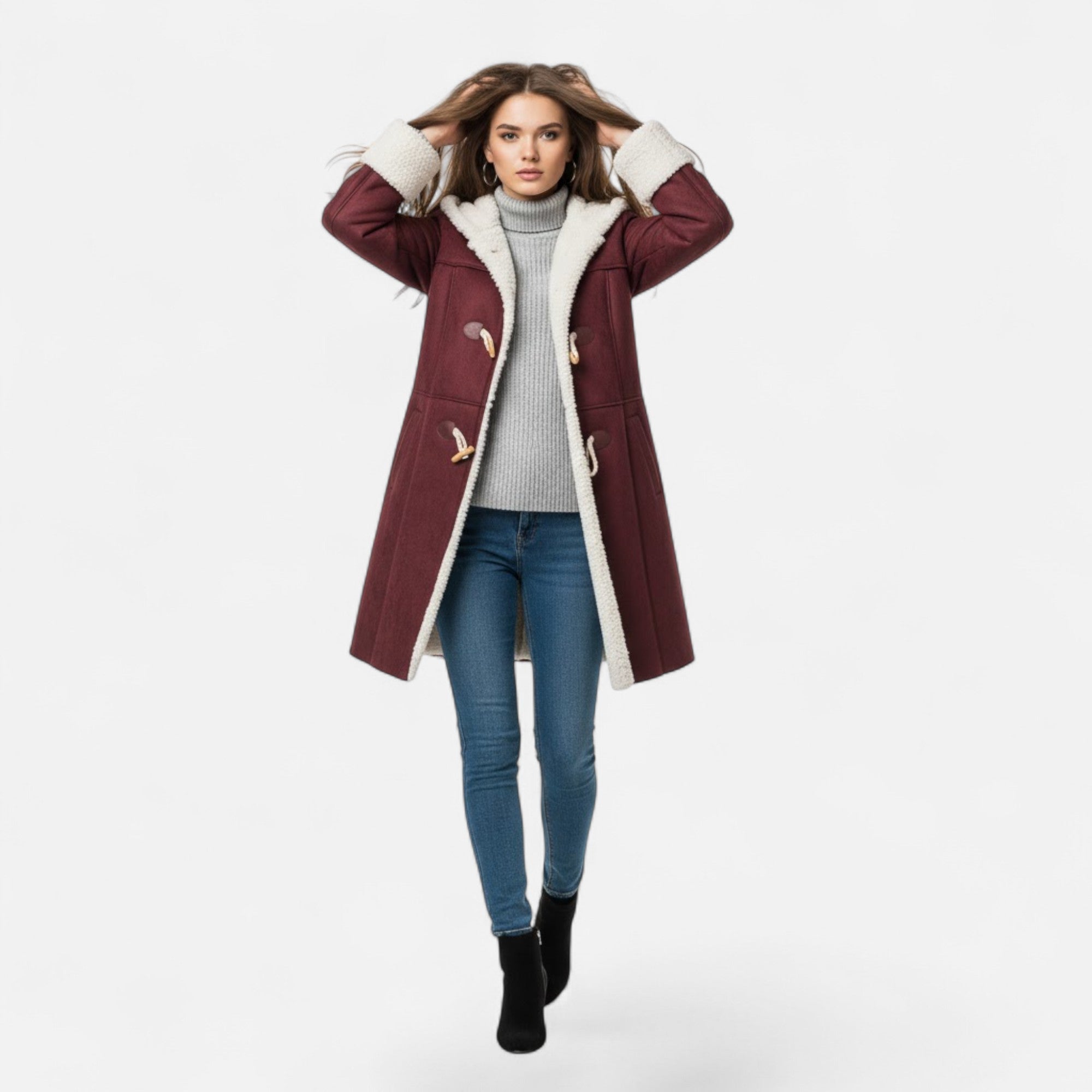 Valmonti | Women’s Hooded Button-Front Winter Coat with Pockets