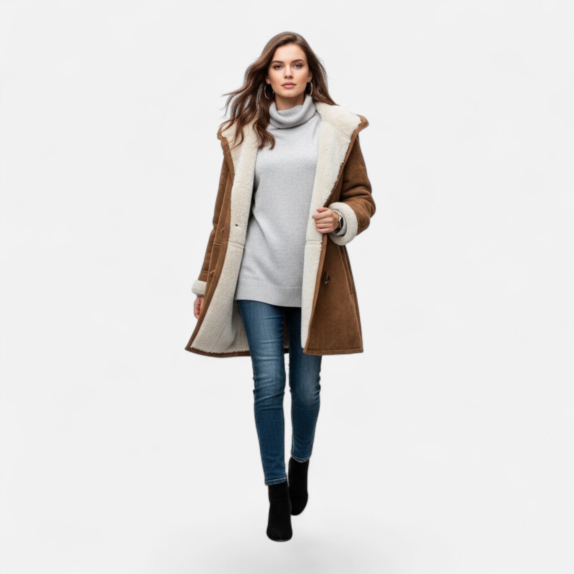 Valmonti | Women’s Hooded Button-Front Winter Coat with Pockets