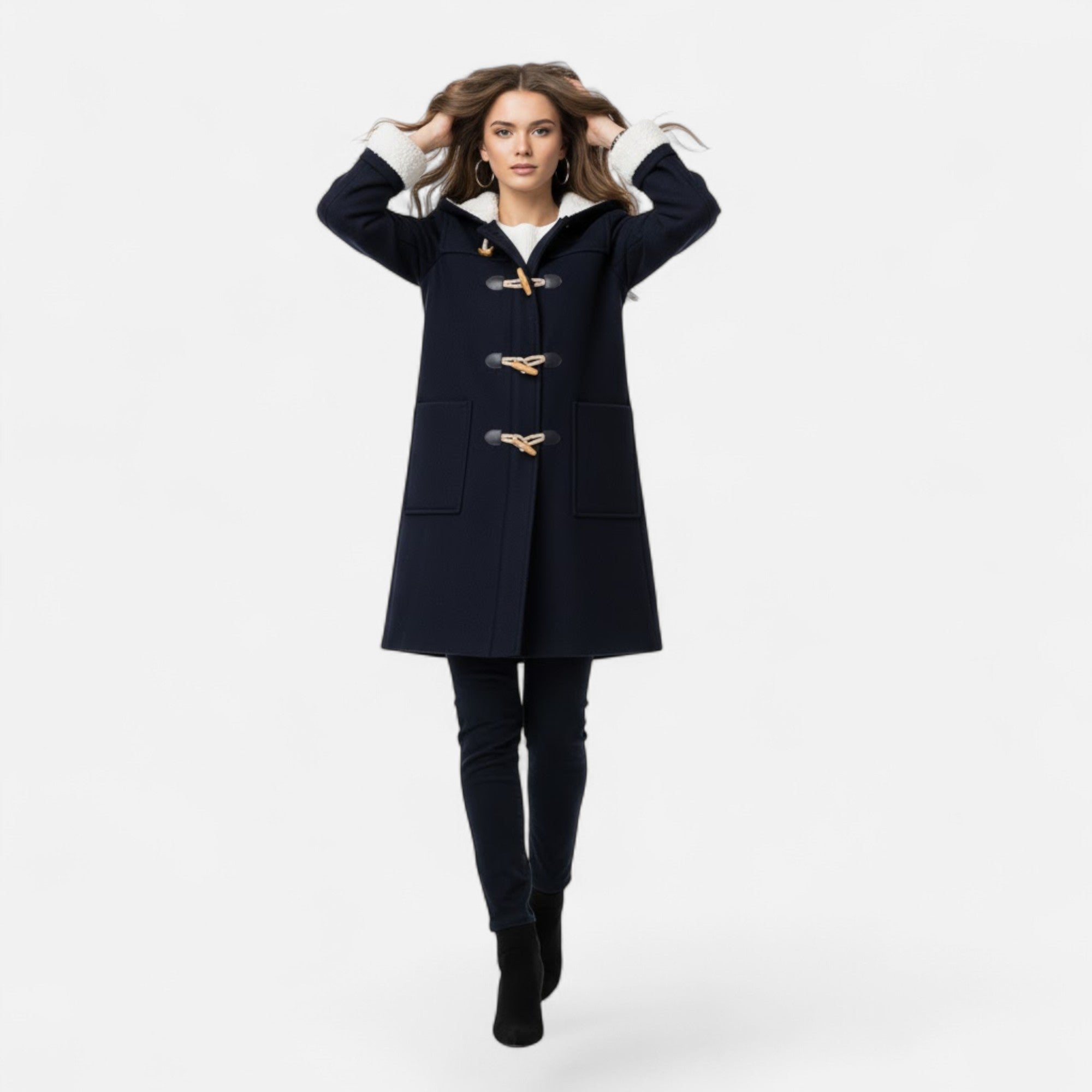 Valmonti | Women’s Hooded Button-Front Winter Coat with Pockets