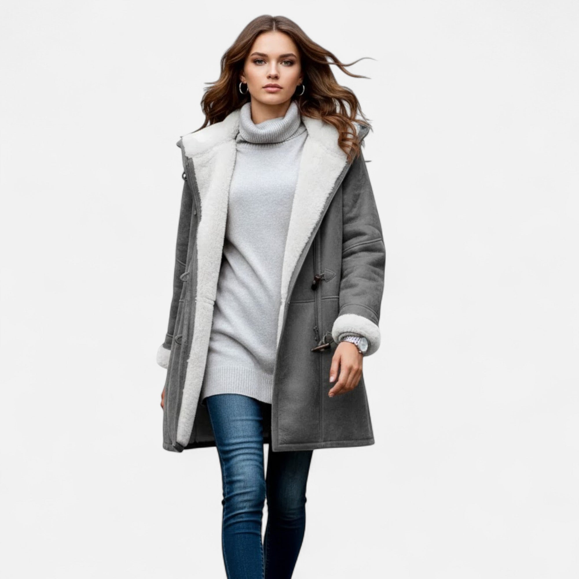 Valmonti | Women’s Hooded Button-Front Winter Coat with Pockets