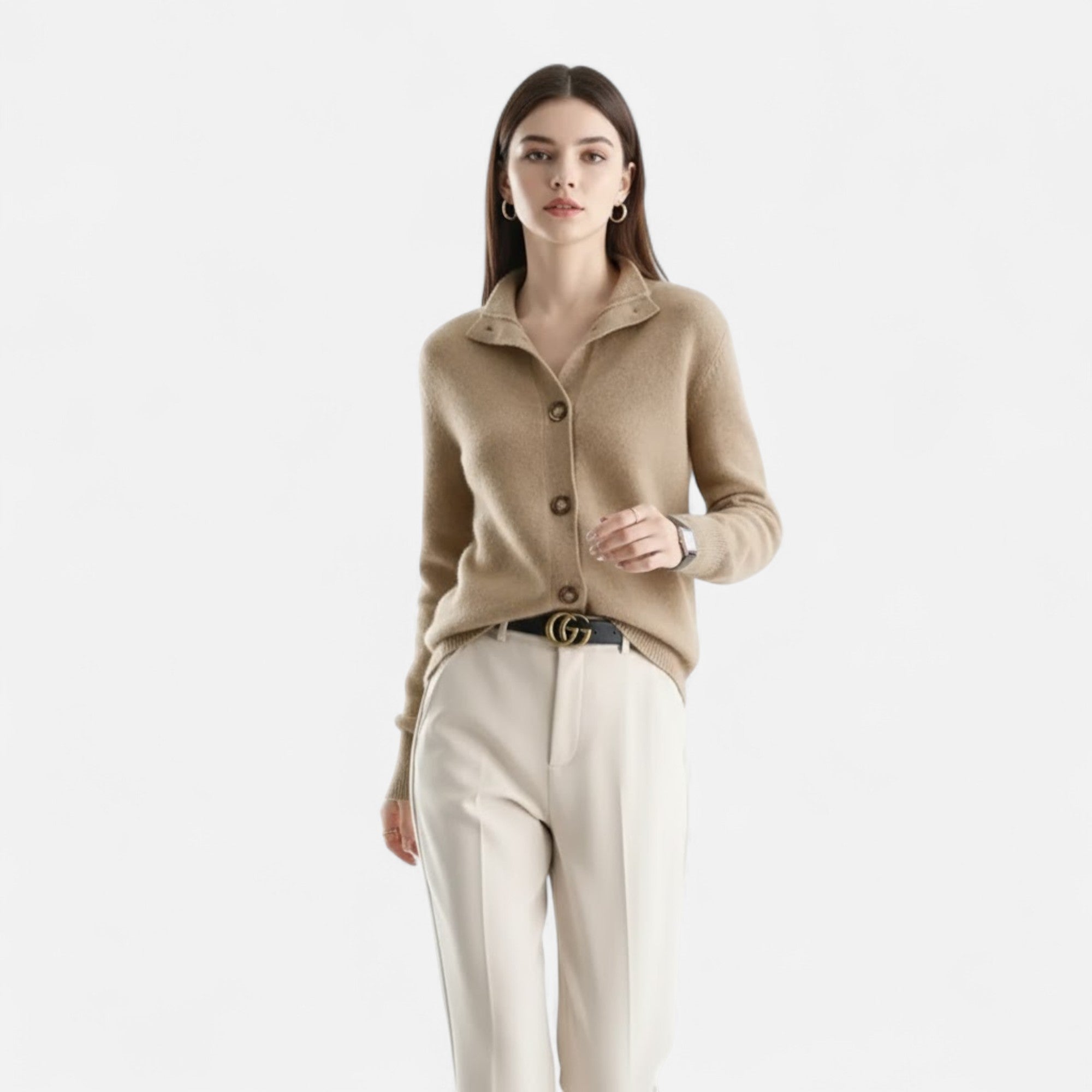 Valmonti | Women’s Knit Stand-Collar Short Coat