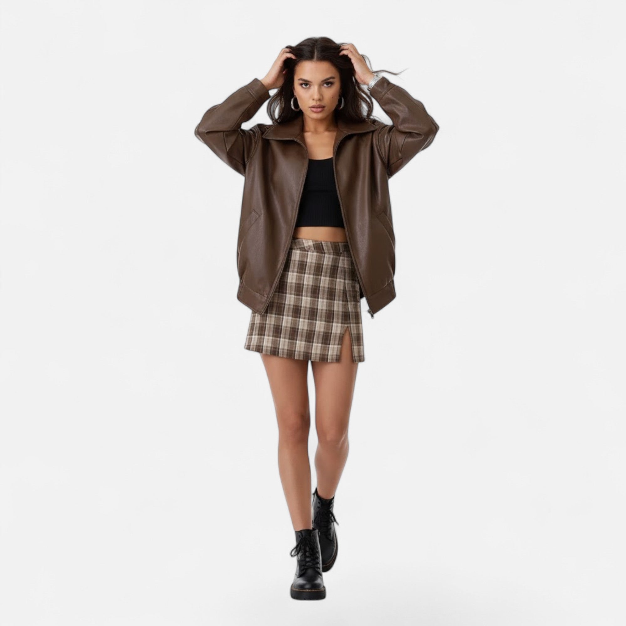 Valmonti | Women’s Loose Moto Faux-Leather Jacket