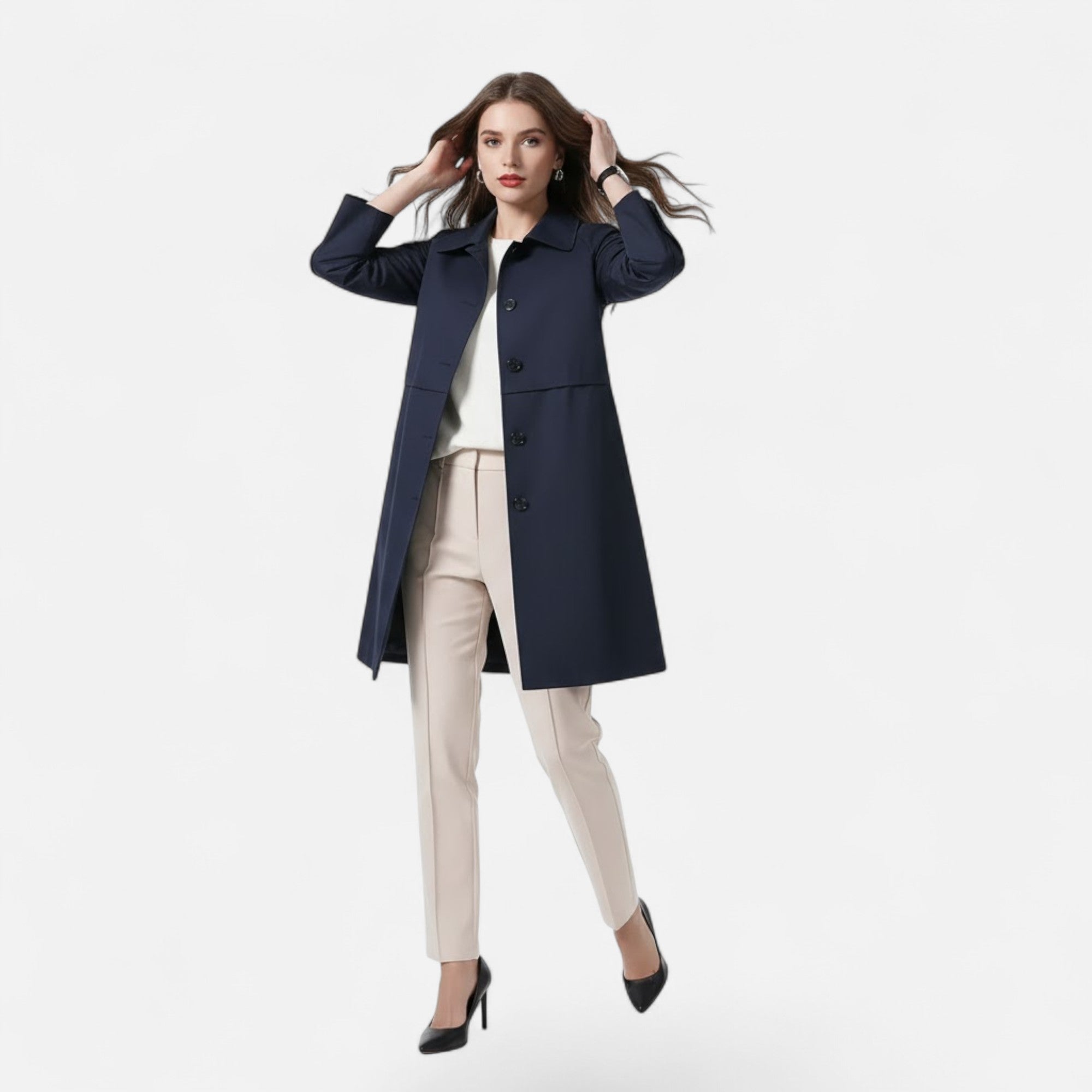 Valmonti | Women’s Mid-Length Wool-Blend Trench Coat