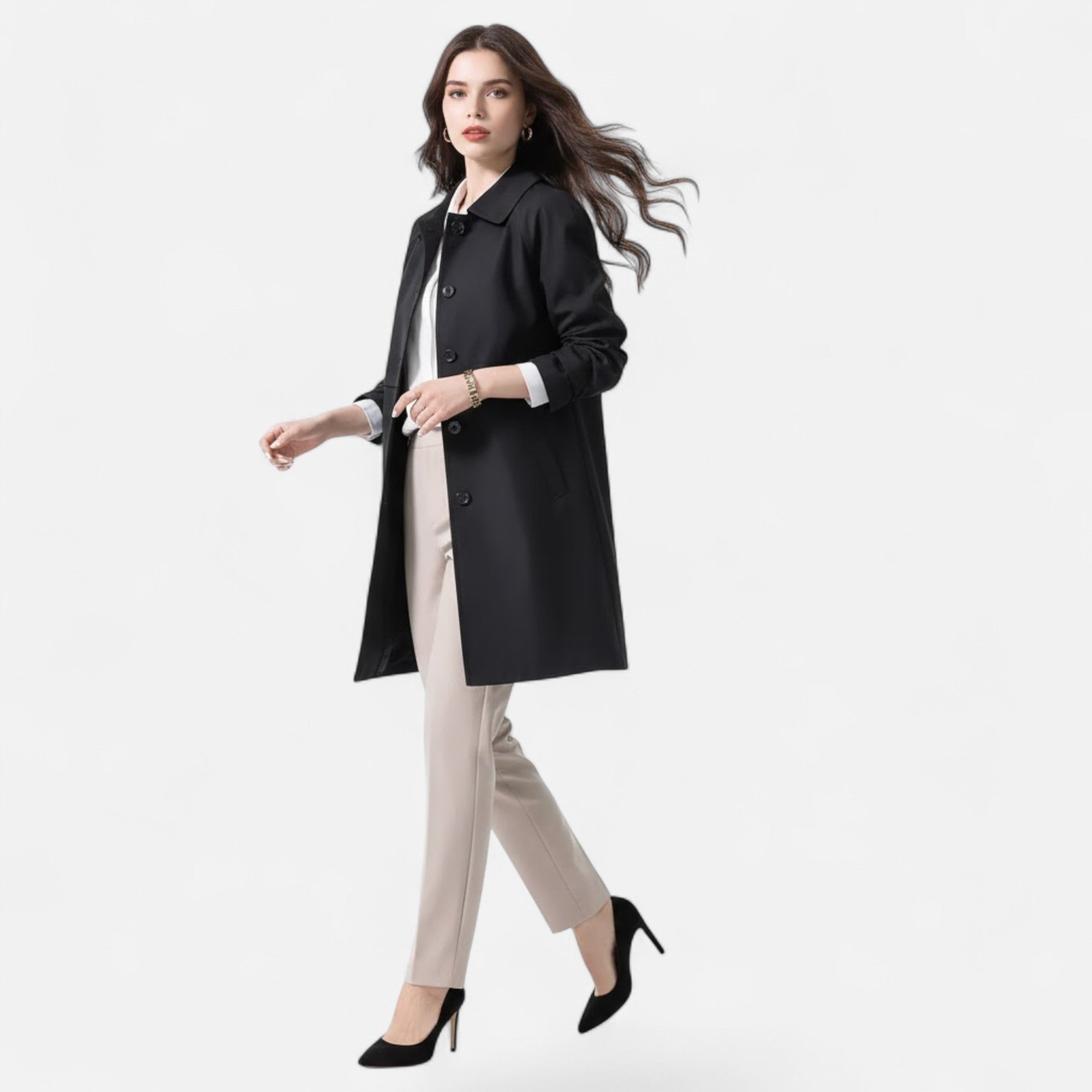 Valmonti | Women’s Mid-Length Wool-Blend Trench Coat