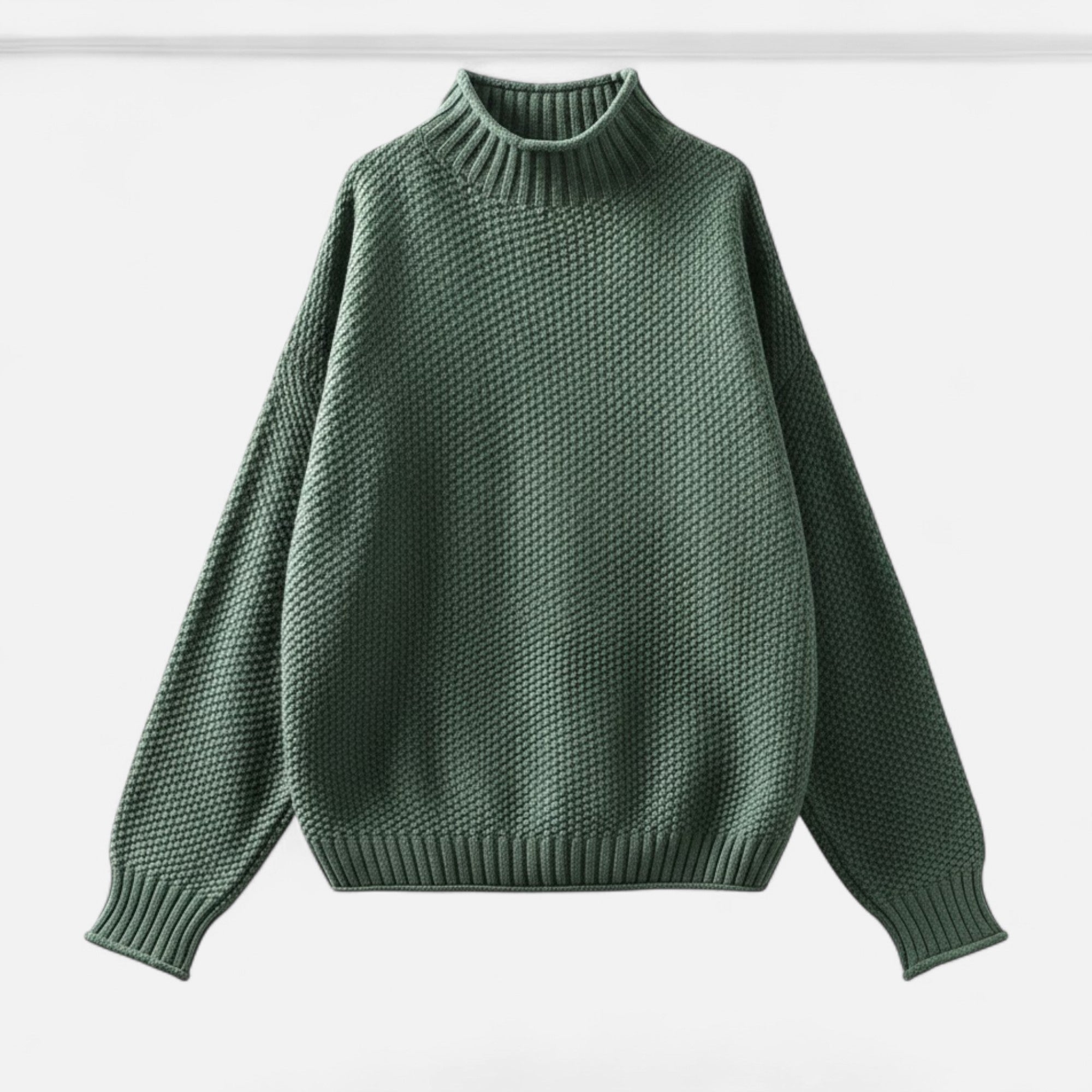 Valmonti | Women’s Plus-Size Mock-Neck Sweater – Loose Knit Sweater