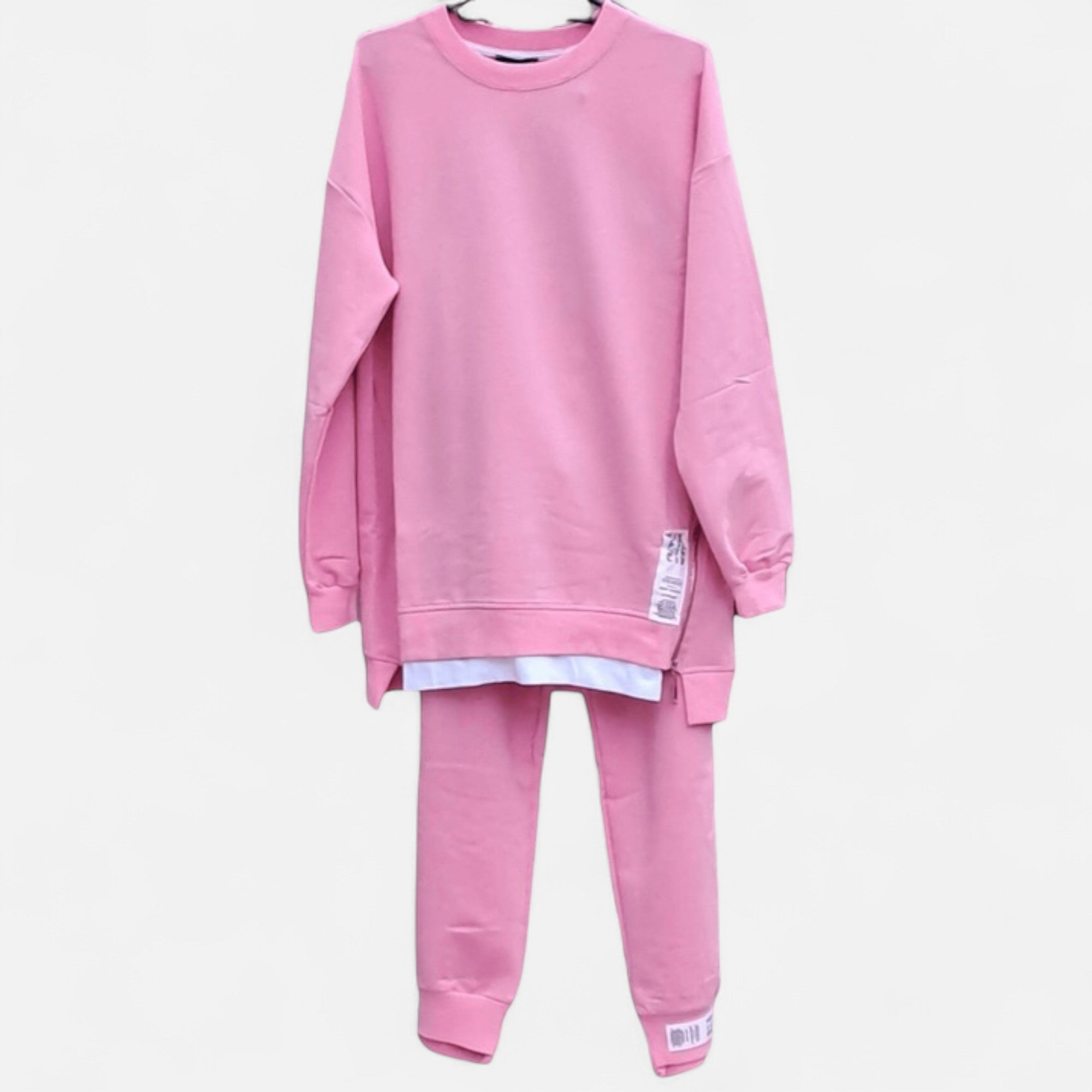 Valmonti | Women’s Refined Two-Piece Slit Sweatshirt & Pants Set