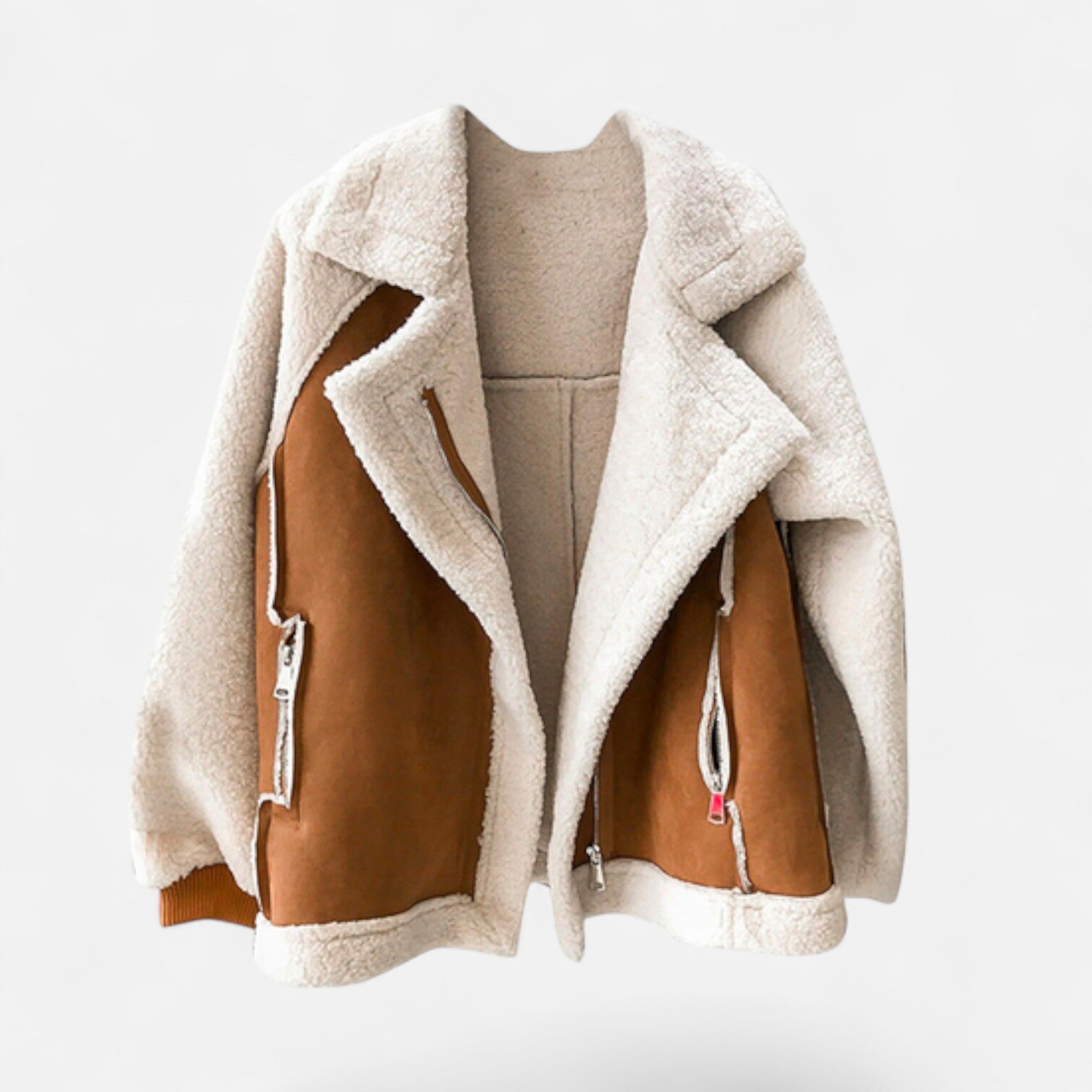 Valmonti | Women’s Short Suede Lamb-Velvet Moto Jacket