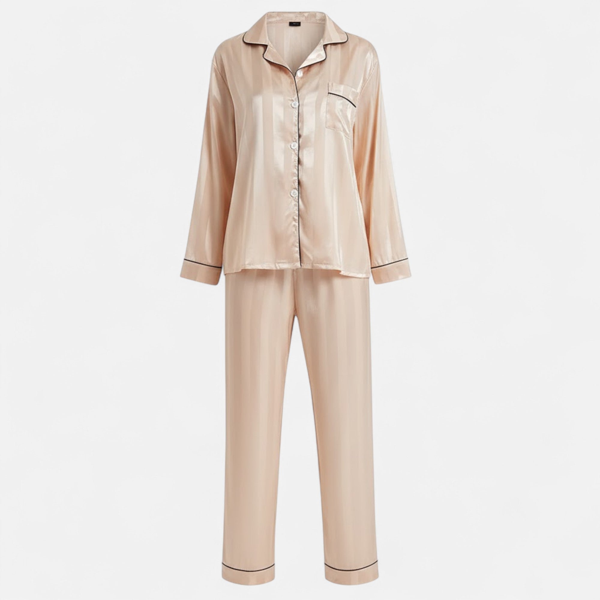 Valmonti | Women’s Silk-Touch Bold-Stripe Long Sleeve Lounge Set