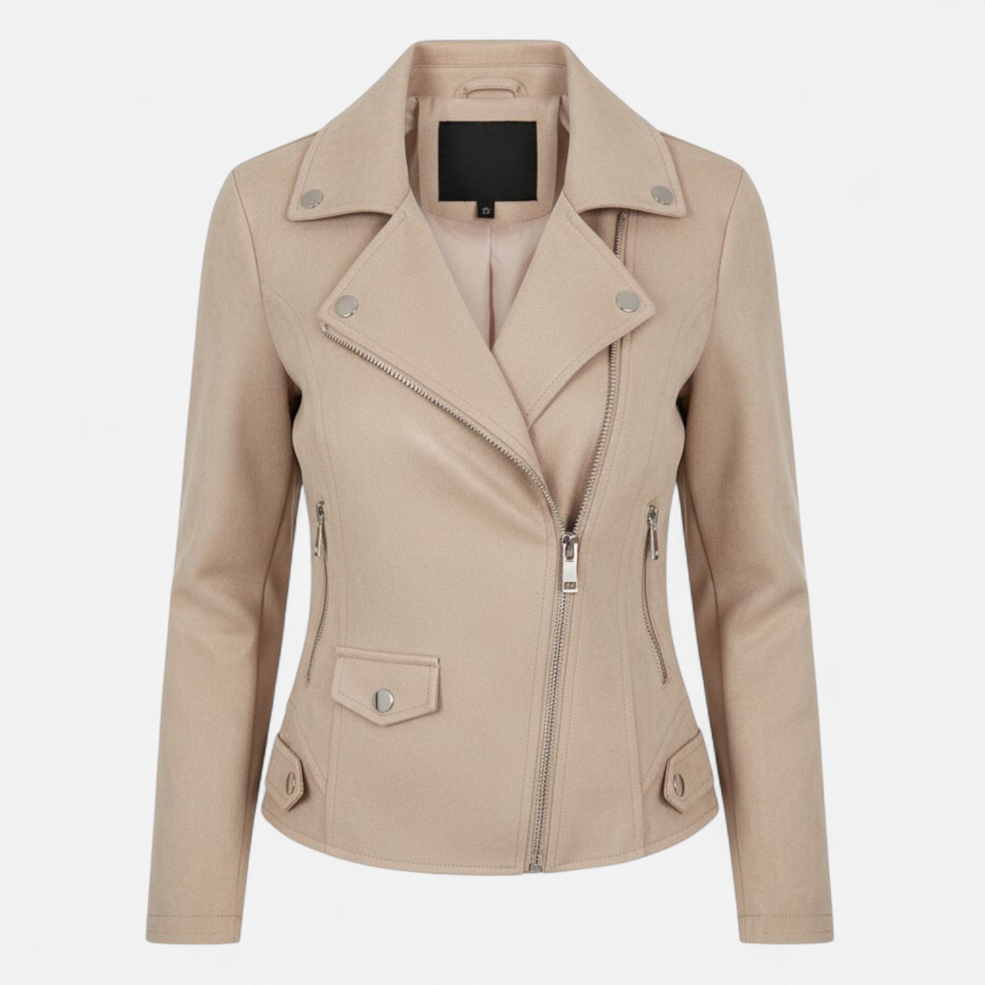 Valmonti | Women’s Slim Lapel Zip Jacket with Pockets