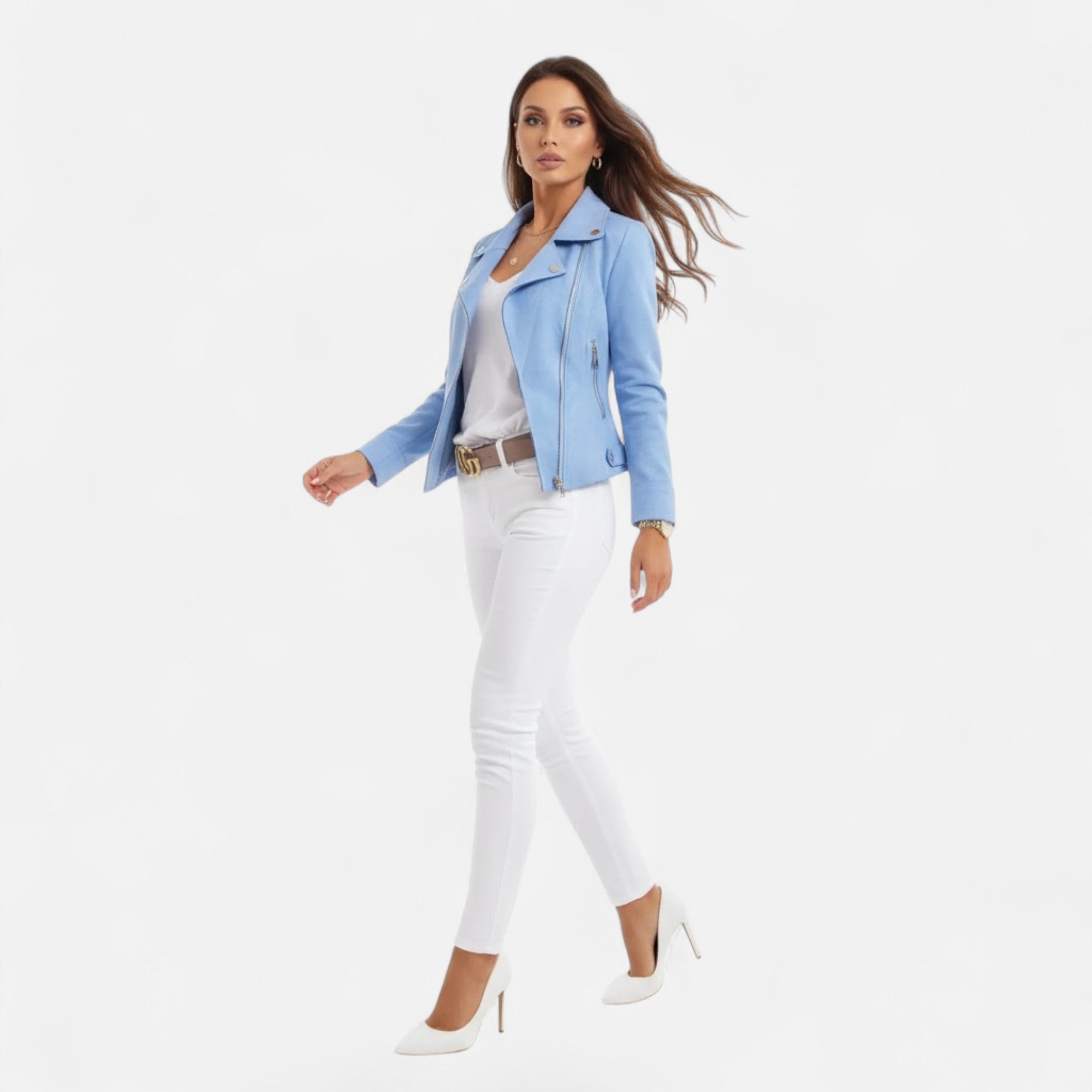 Valmonti | Women’s Slim Lapel Zip Jacket with Pockets