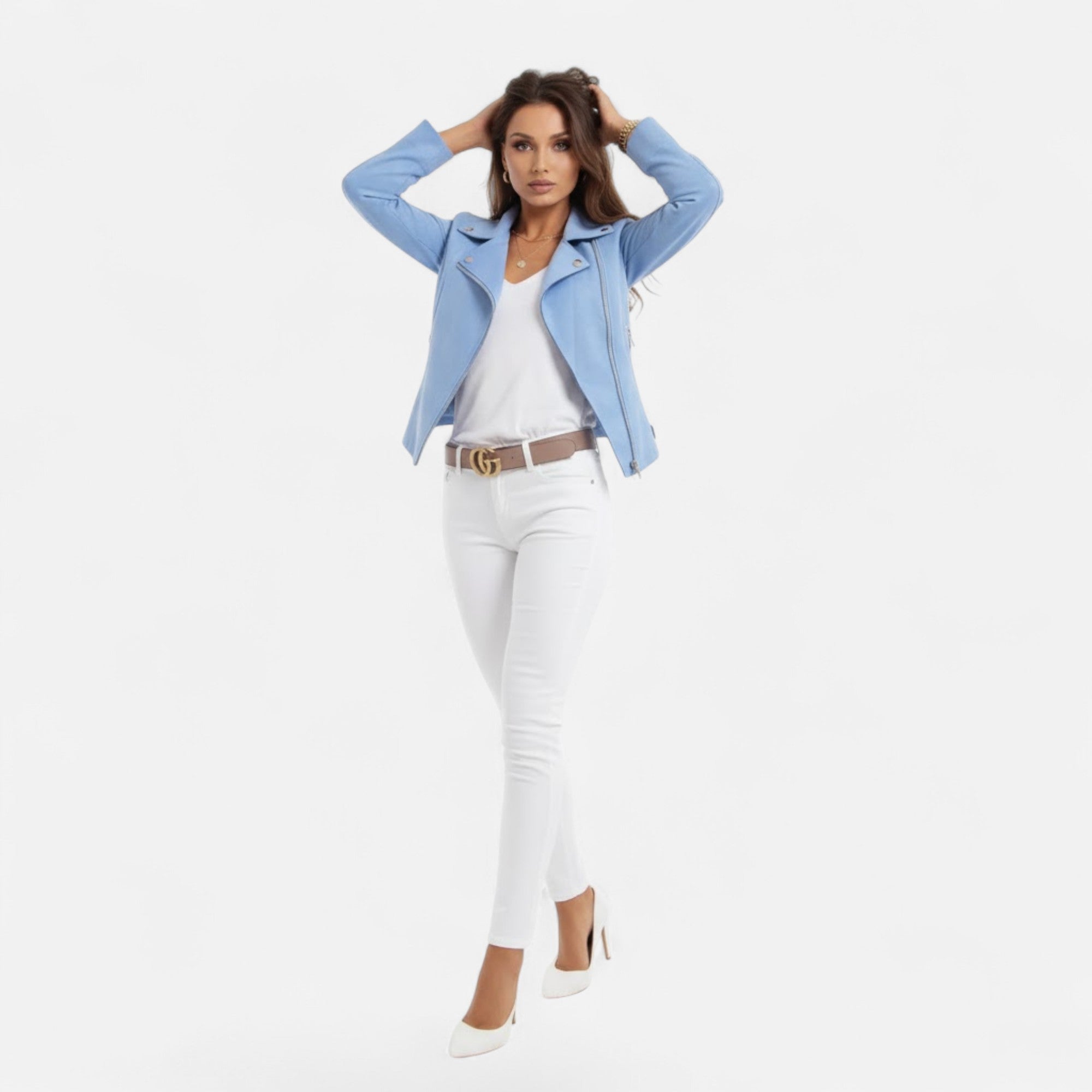 Valmonti | Women’s Slim Lapel Zip Jacket with Pockets