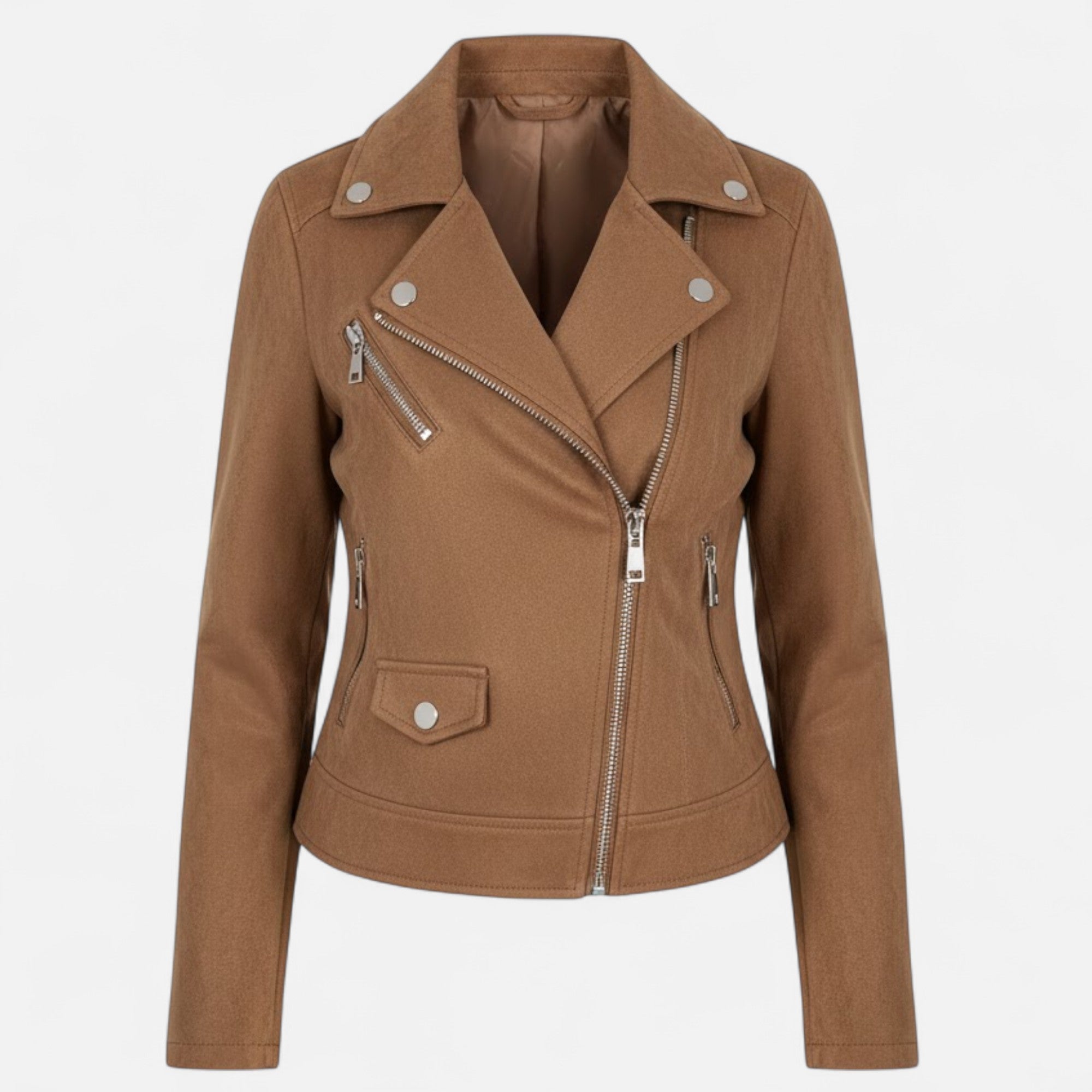 Valmonti | Women’s Slim Lapel Zip Jacket with Pockets