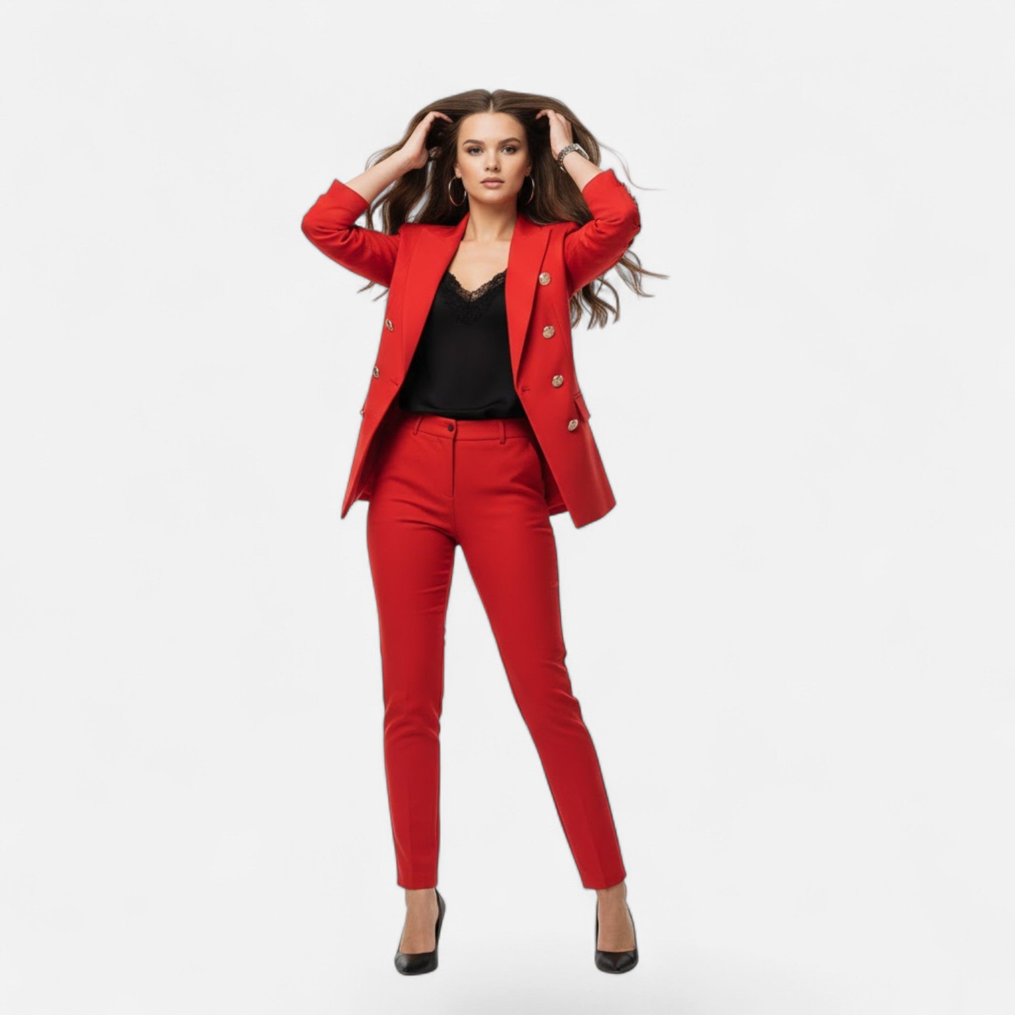 Valmonti | Women’s Solid-Colour Tailored Two-Piece Suit Set