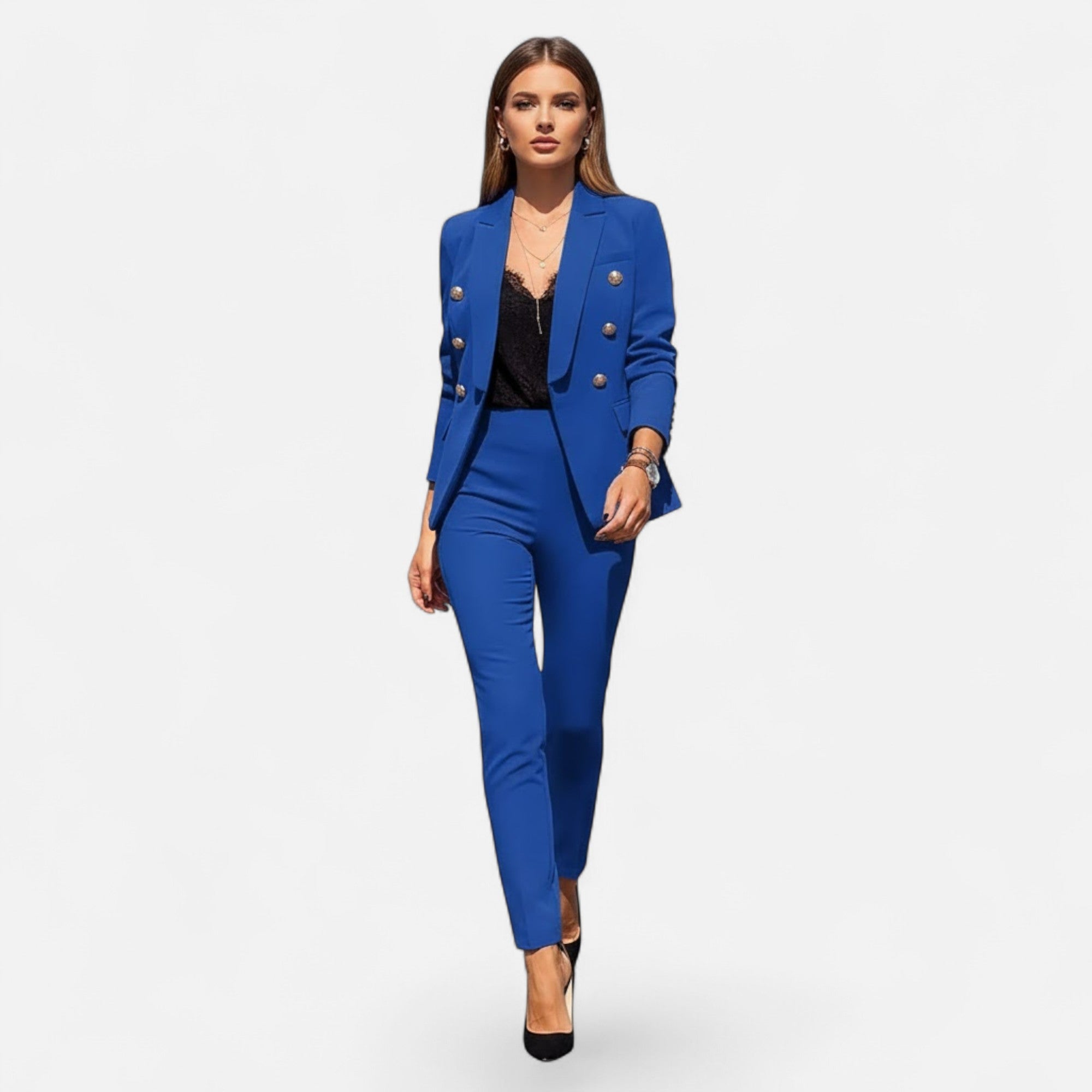 Valmonti | Women’s Solid-Colour Tailored Two-Piece Suit Set
