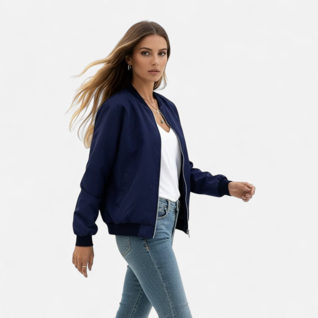 Valmonti | Women’s Vintage-Inspired Zip Bomber Jacket