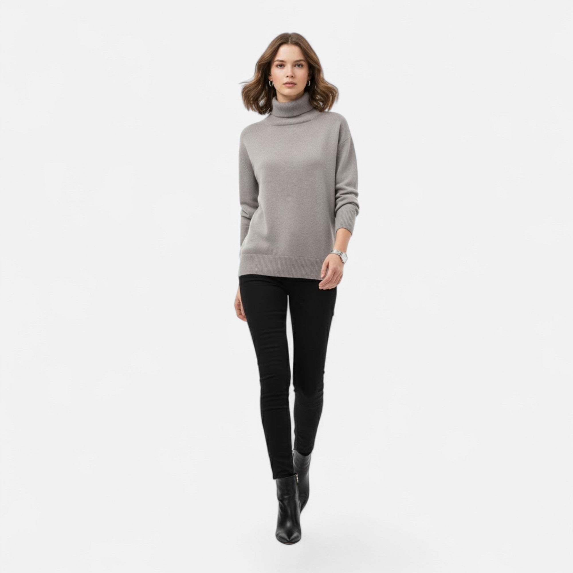Valmonti | Women’s Wool-Blend Turtleneck Sweater – Oversized Thick Knit
