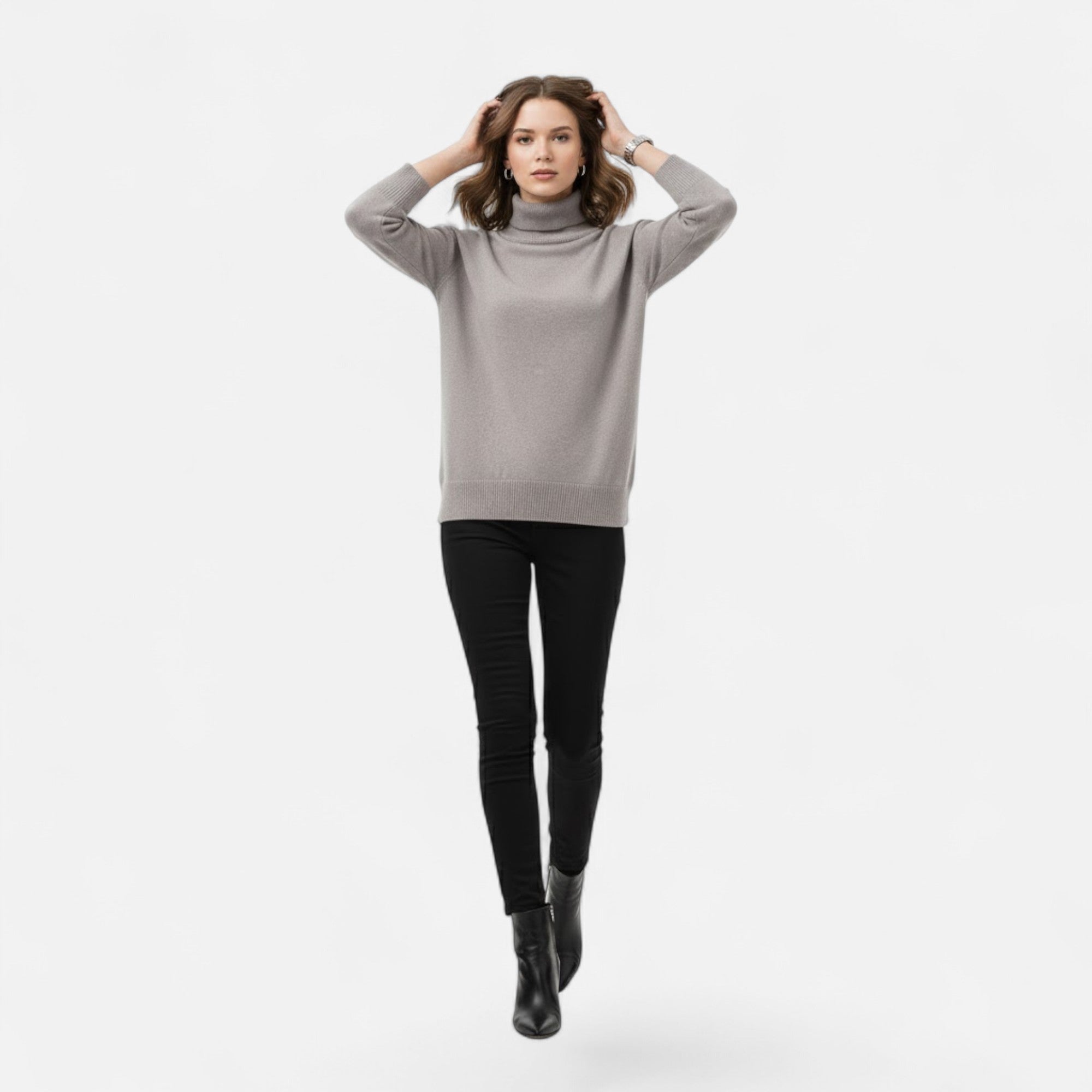 Valmonti | Women’s Wool-Blend Turtleneck Sweater – Oversized Thick Knit