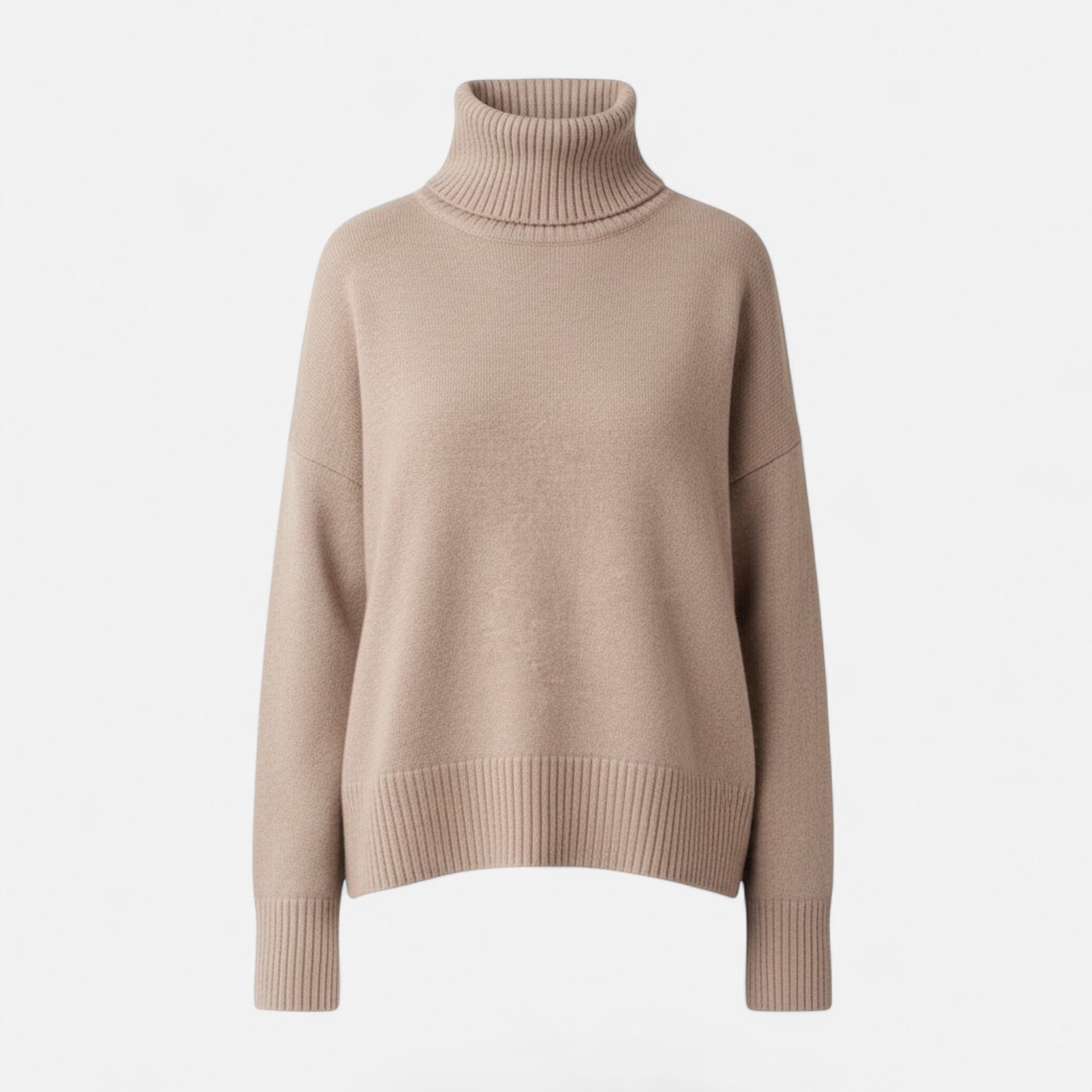 Valmonti | Women’s Wool-Blend Turtleneck Sweater – Oversized Thick Knit
