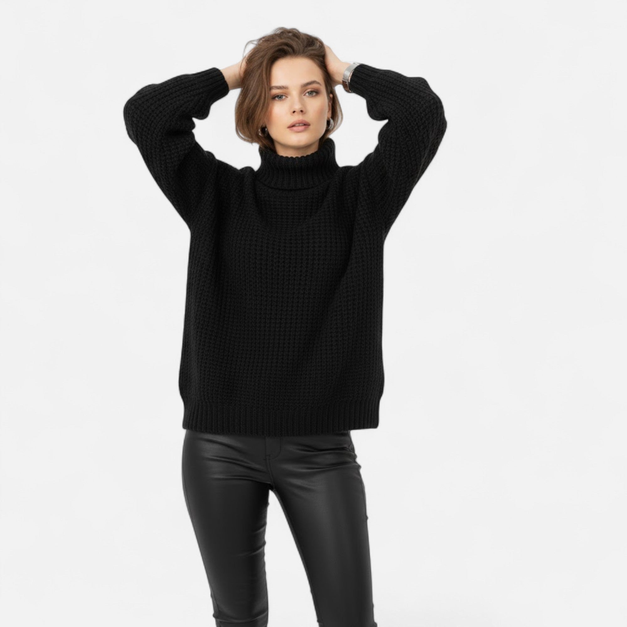 Valmonti | Women’s Wool-Blend Turtleneck Sweater – Classic Knit