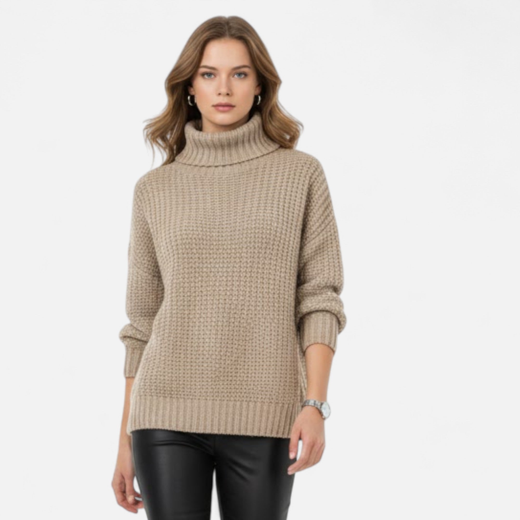 Valmonti | Women’s Wool-Blend Turtleneck Sweater – Classic Knit