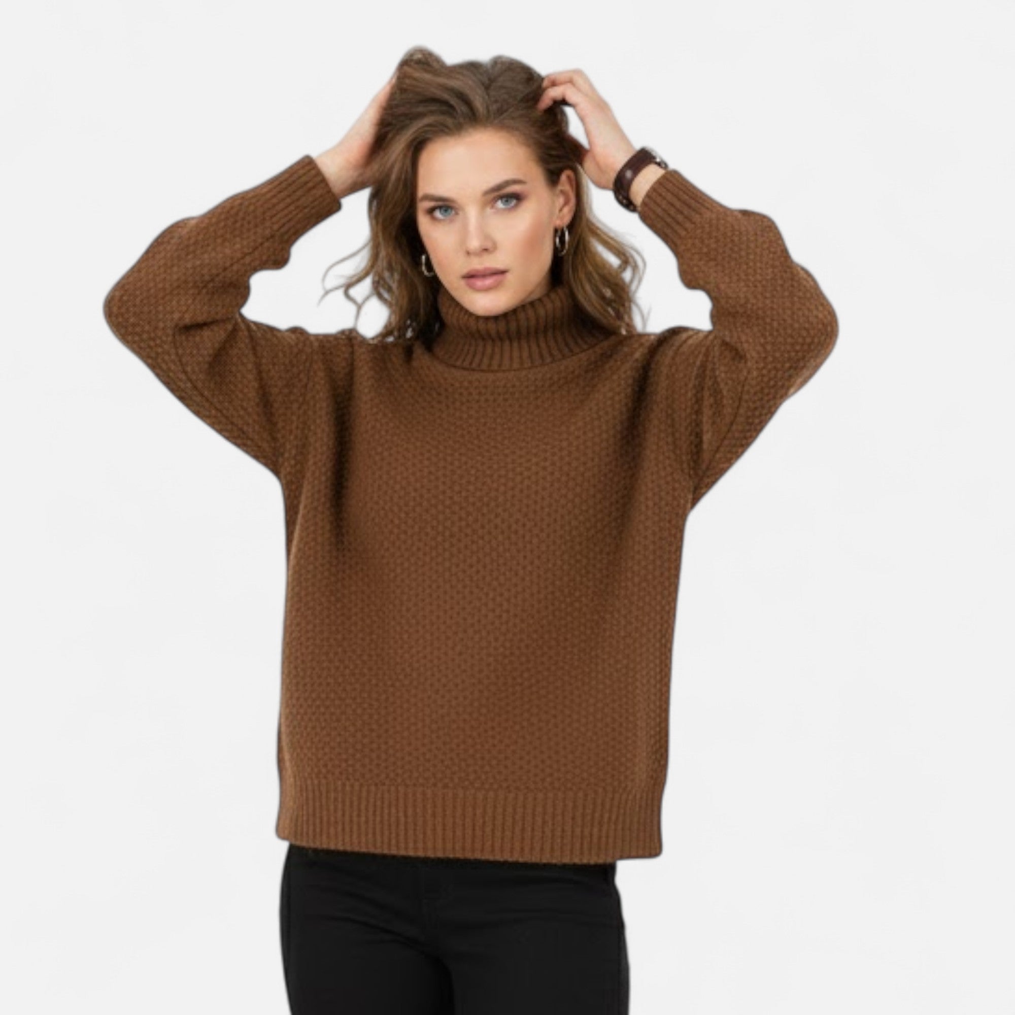 Valmonti | Women’s Wool-Blend Turtleneck Sweater – Classic Knit