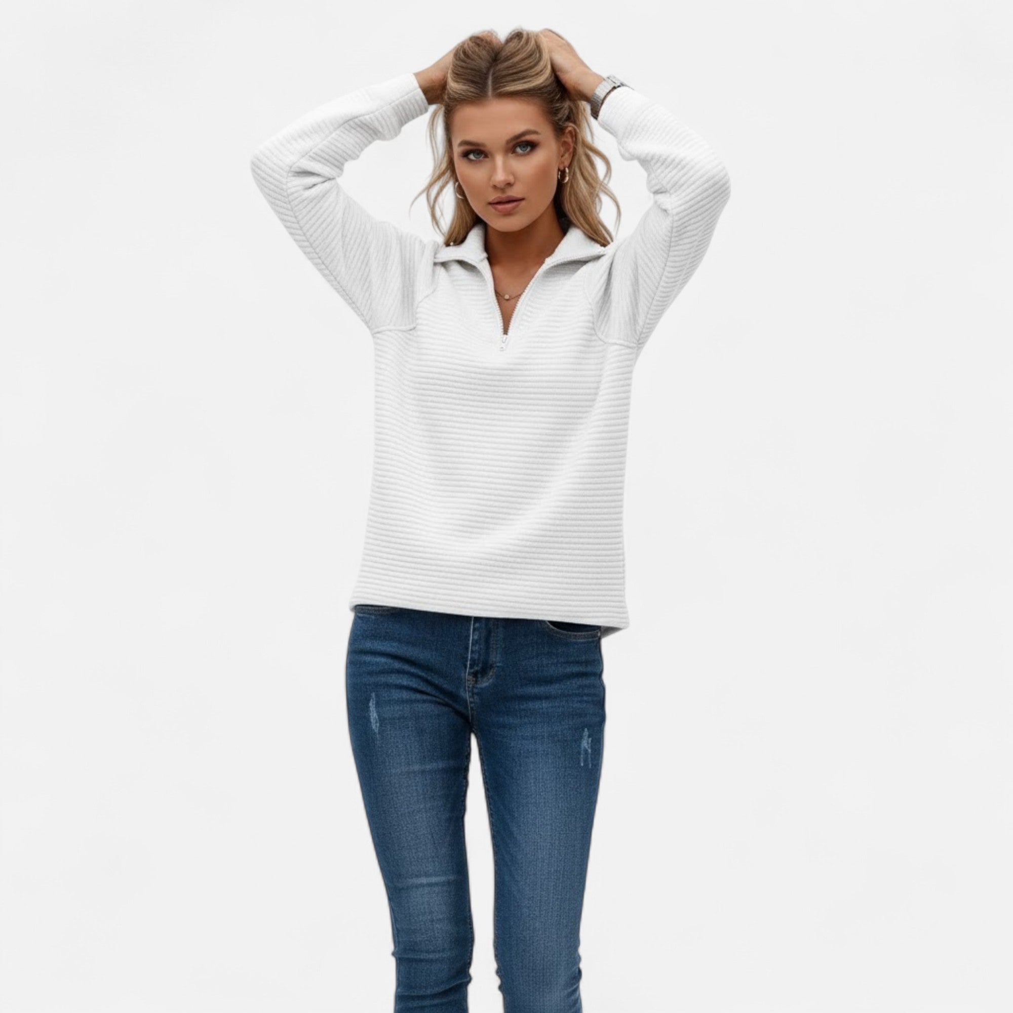 Valmonti | Women’s Zipper Stand-Collar Knit Sweaters
