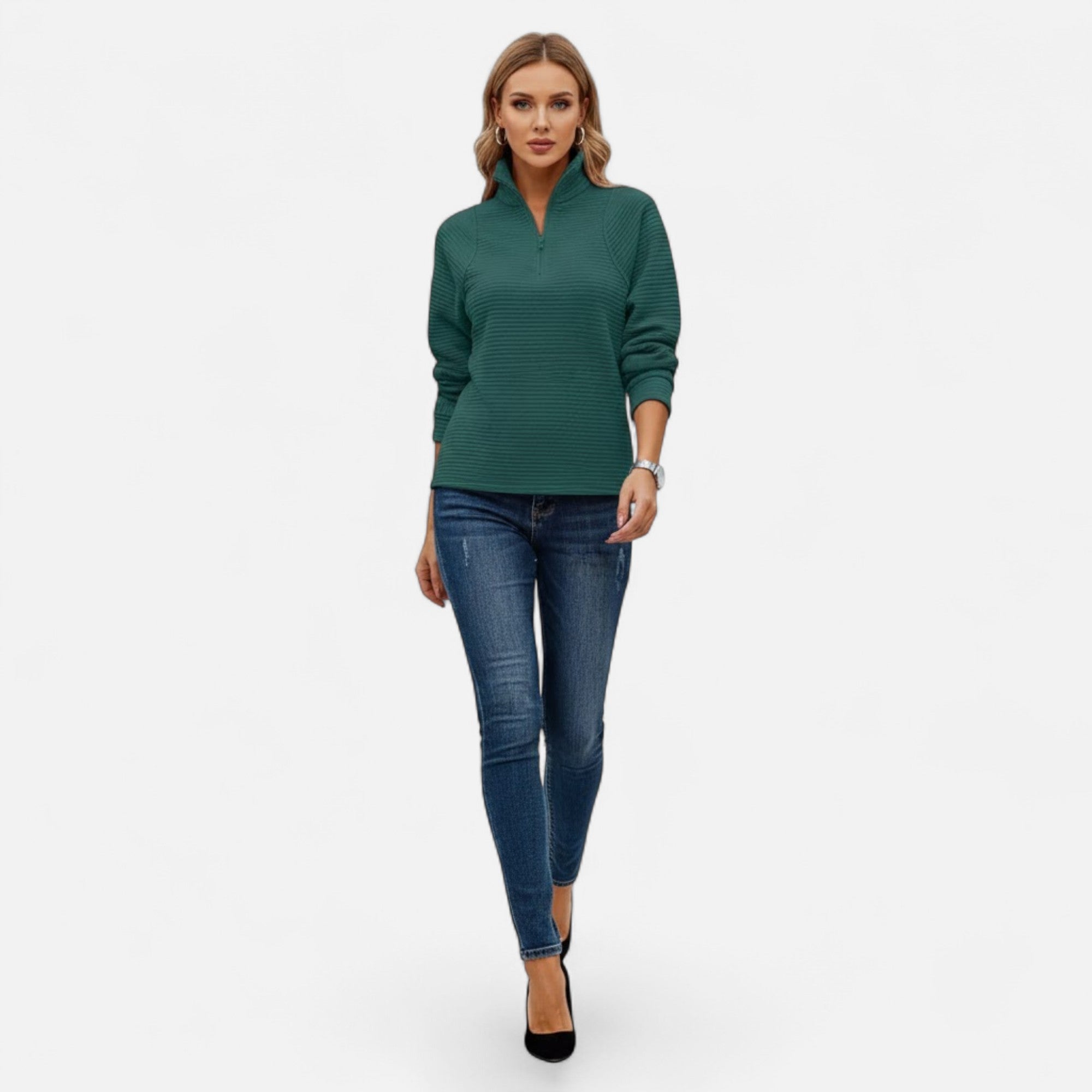 Valmonti | Women’s Zipper Stand-Collar Knit Sweaters
