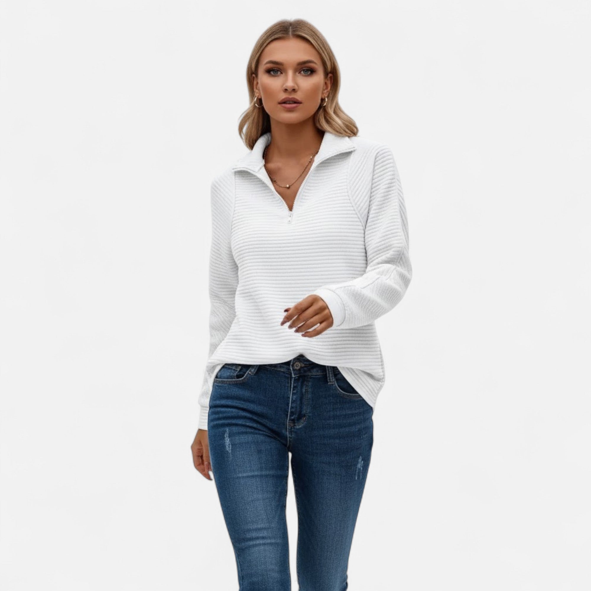 Valmonti | Women’s Zipper Stand-Collar Knit Sweaters