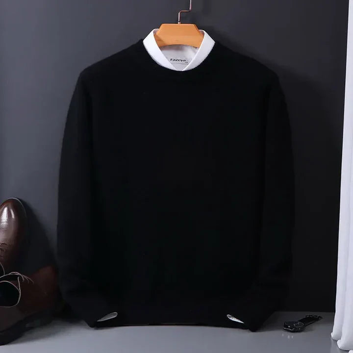 Pánsky kašmírový sveter s okrúhlym výstrihom – mäkký, elegantný úplet na elegantné voľnočasové nosenie