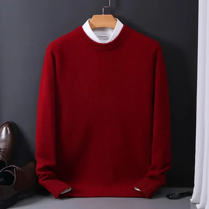 Pánsky kašmírový sveter s okrúhlym výstrihom – mäkký, elegantný úplet na elegantné voľnočasové nosenie