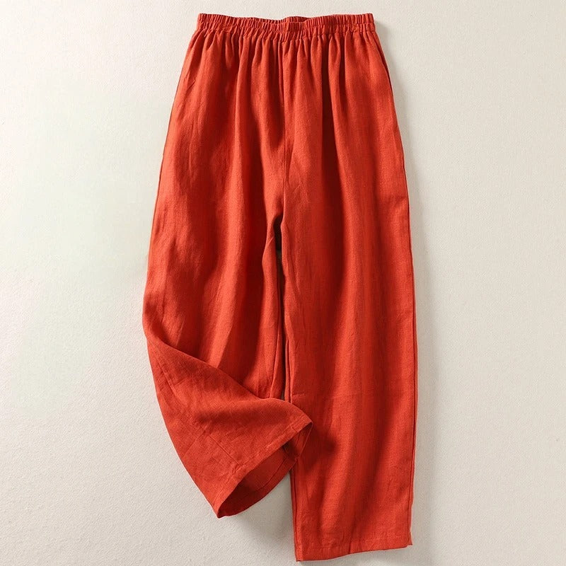 Pantaloni Palazzo Donna a Gamba Larga Relax con Vita Elastica