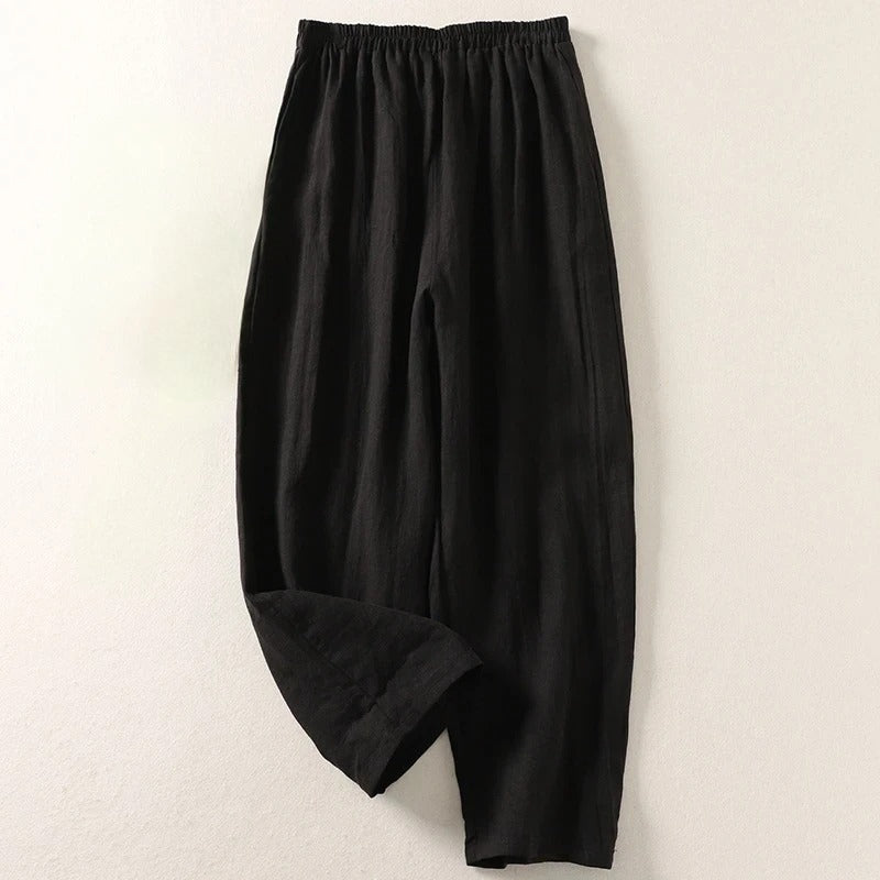 Pantaloni Palazzo Donna a Gamba Larga Relax con Vita Elastica