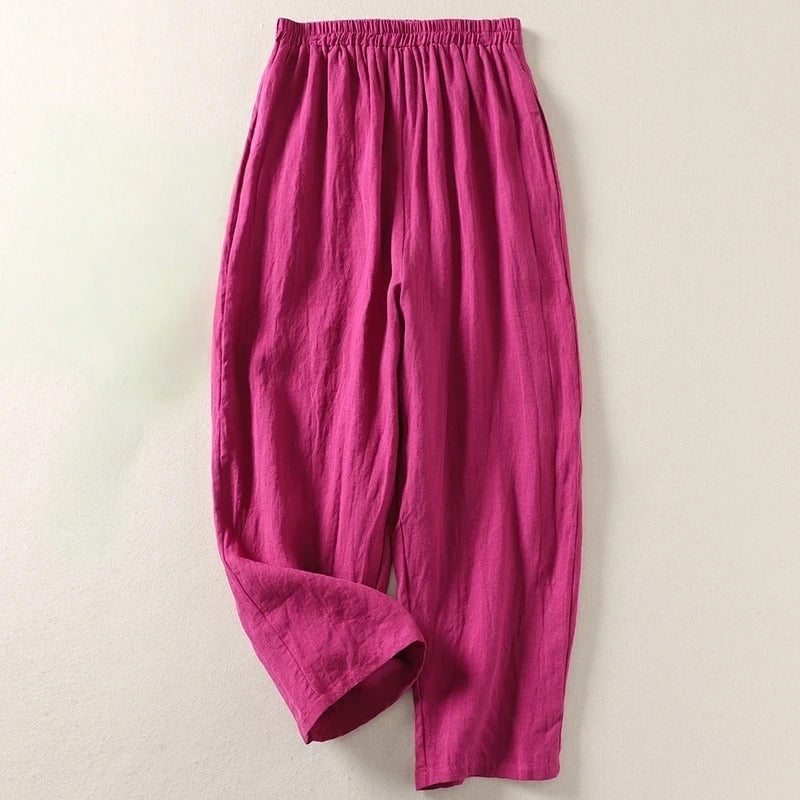 Pantaloni Palazzo Donna a Gamba Larga Relax con Vita Elastica