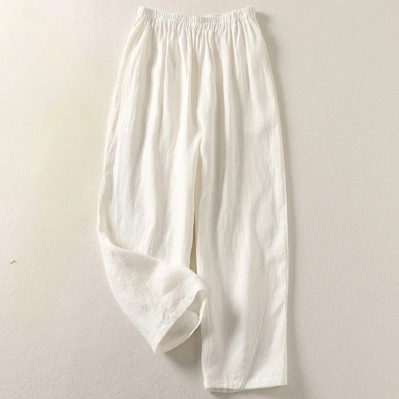 Pantaloni Palazzo Donna a Gamba Larga Relax con Vita Elastica
